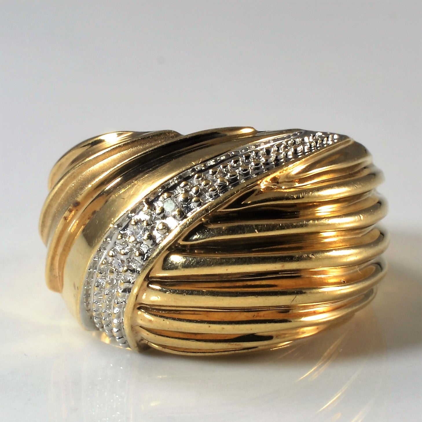 Textured Diamond Dome Ring | 0.015ctw | SZ 5 |
