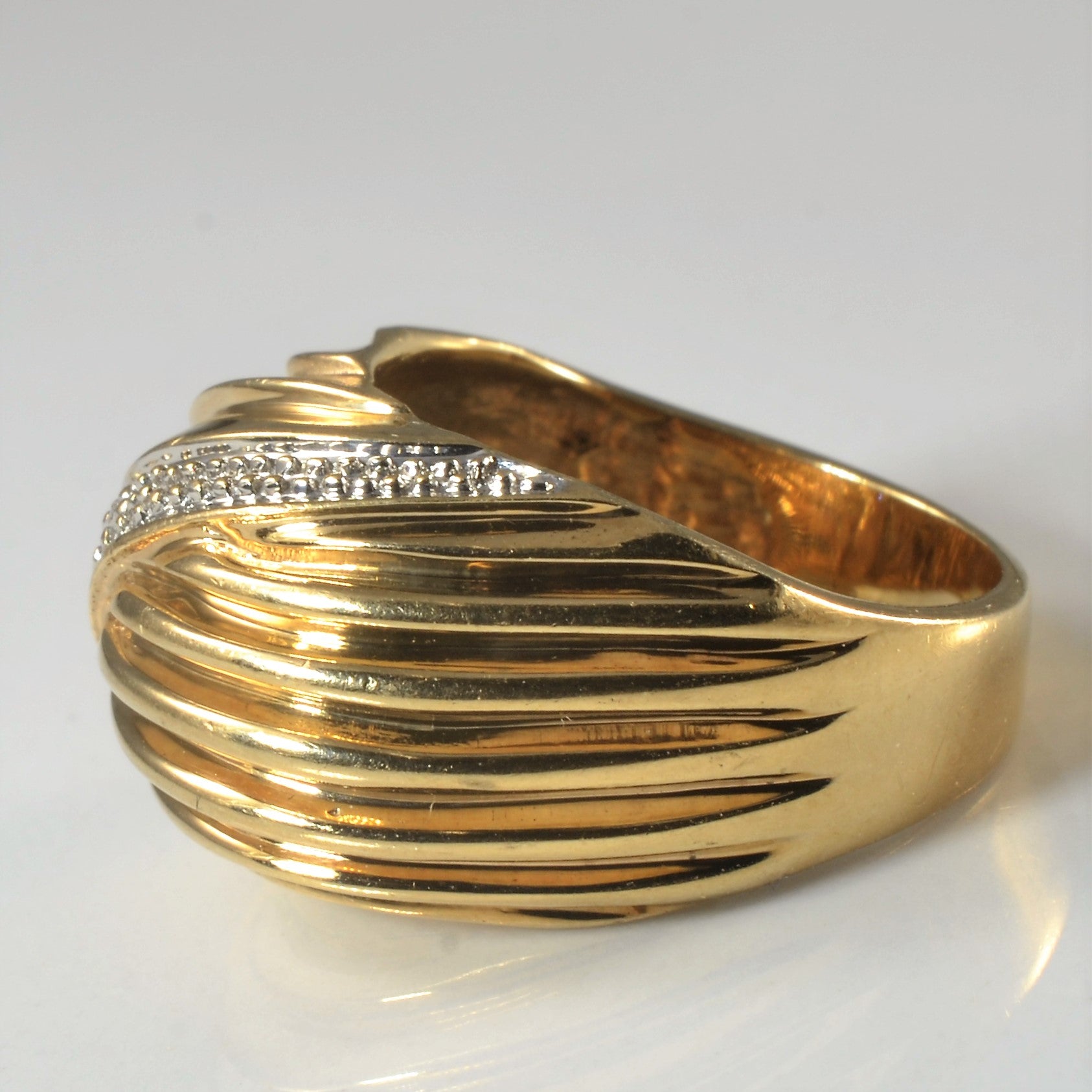 Textured Diamond Dome Ring | 0.015ctw | SZ 5 |