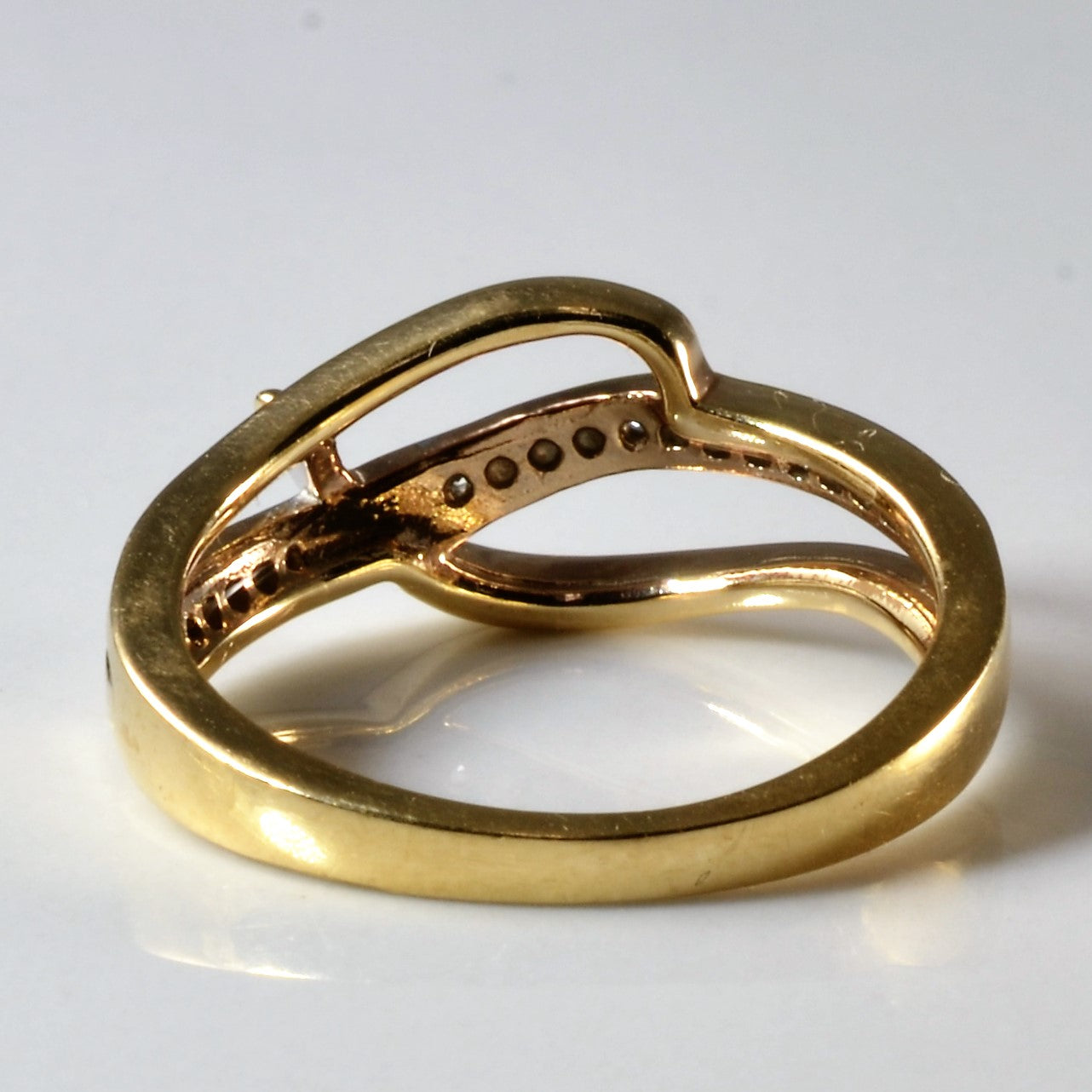 Bypass Two Tone Gold Diamond Ring | 0.03ctw | SZ 4.5 |