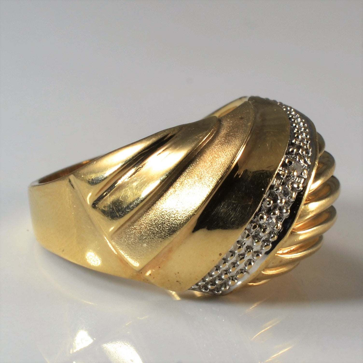 Textured Diamond Dome Ring | 0.015ctw | SZ 5 |