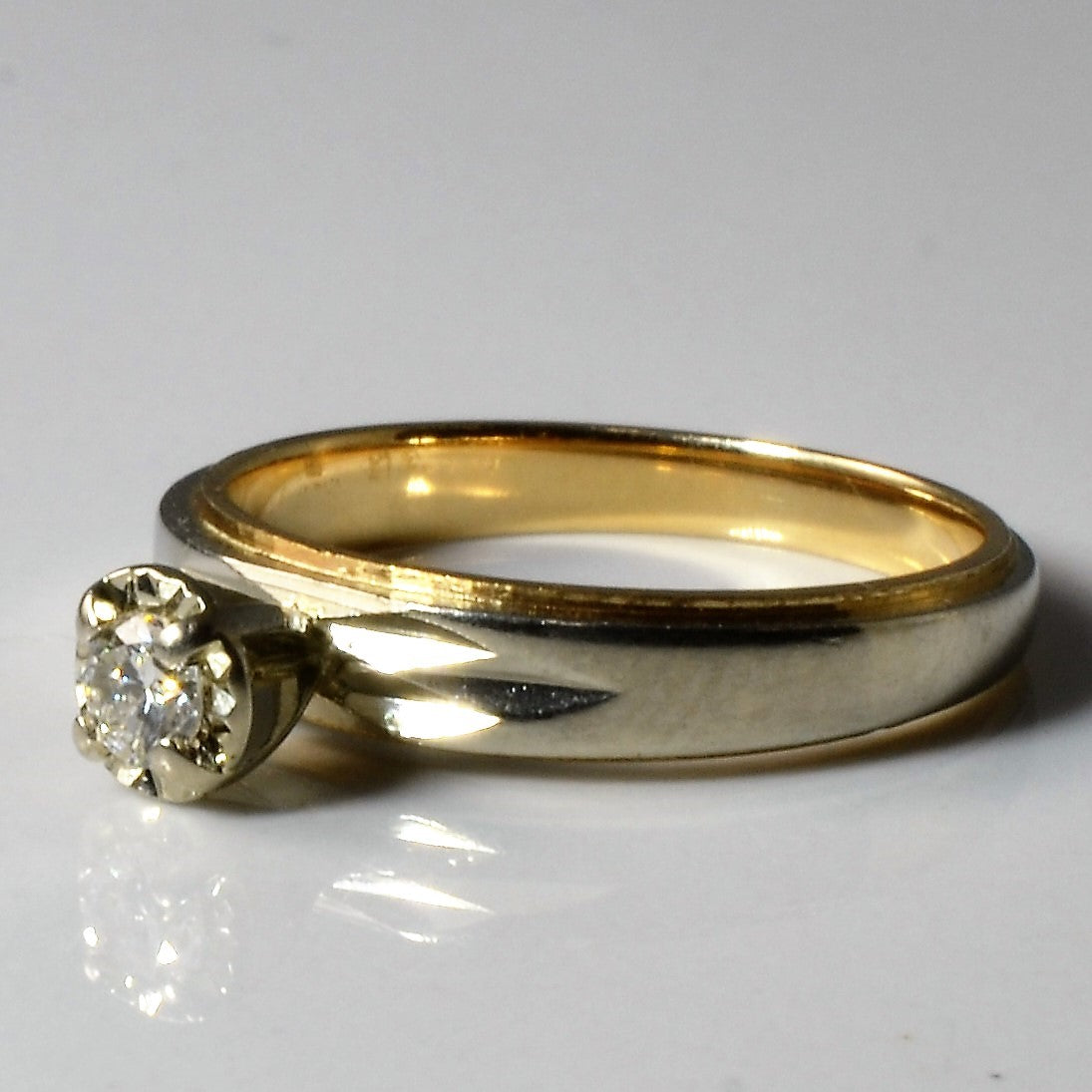Two Tone Solitaire Diamond Ring | 0.13ct | SZ 5.5 |