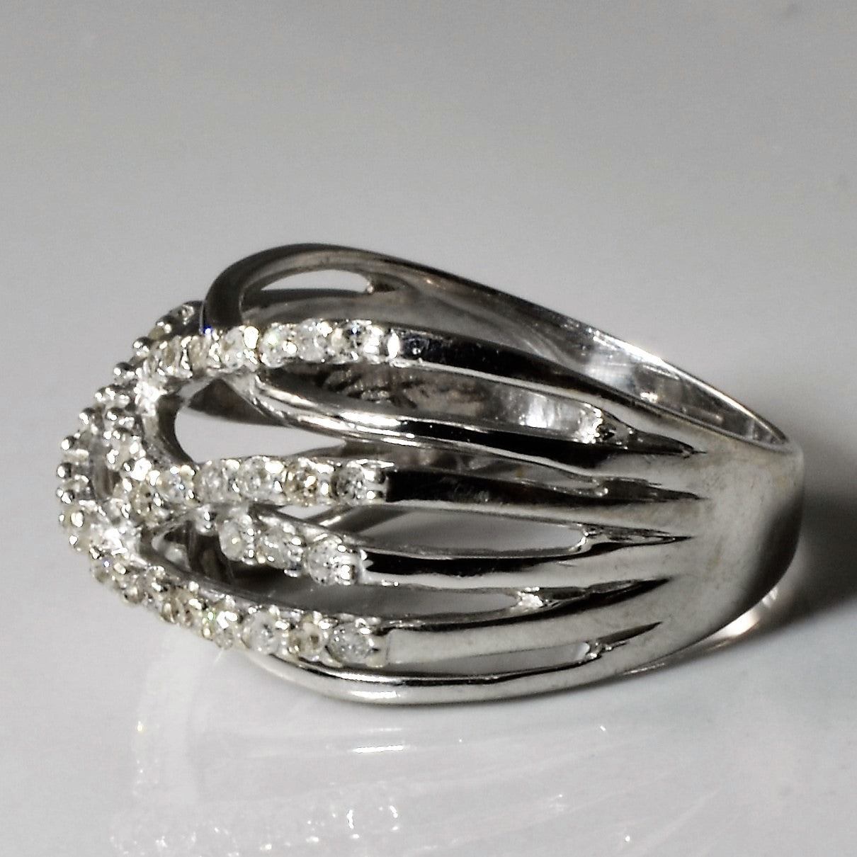 Pave Diamond Criss Cross Ring | 0.23ctw | SZ 5.25 |