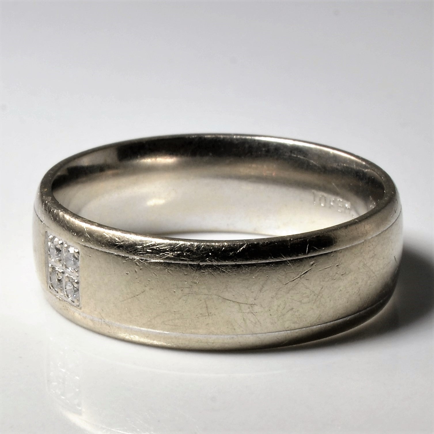Quad Diamond White Gold Band | 0.06ctw | SZ 9.25 |