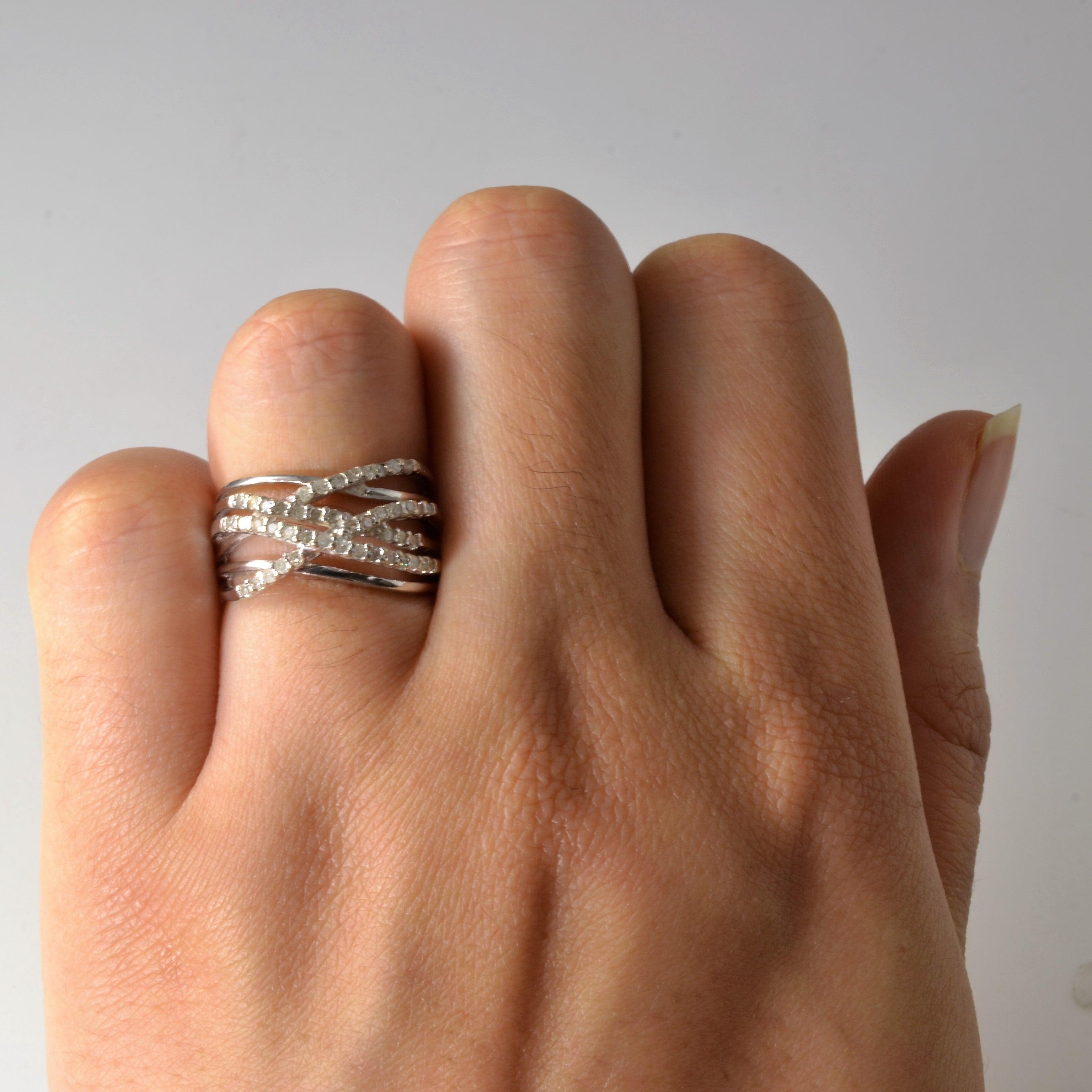 Pave Diamond Criss Cross Ring | 0.23ctw | SZ 5.25 |