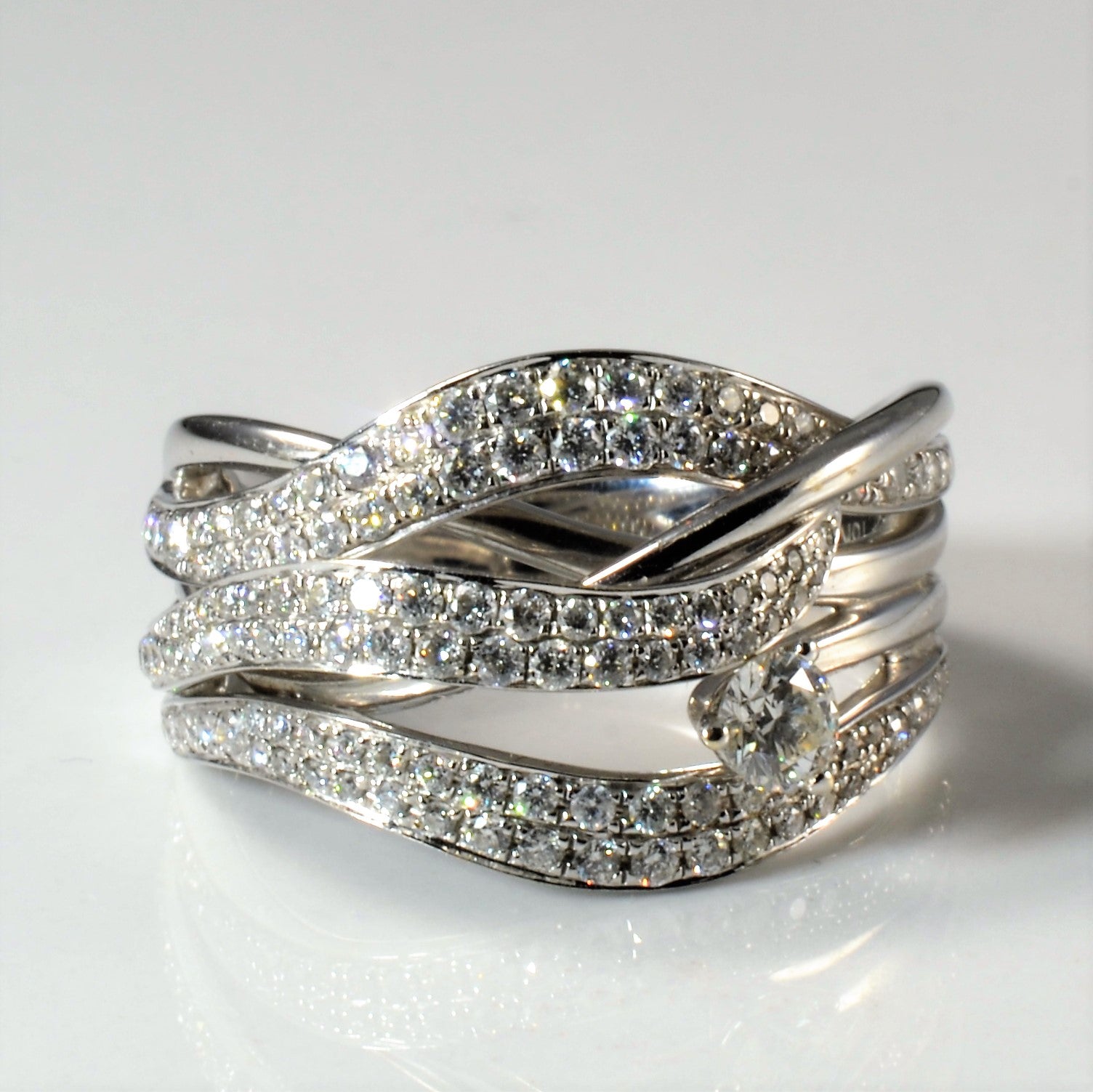 Wide Diamond Bypass Band | 1.07ctw | SZ 6.5 |
