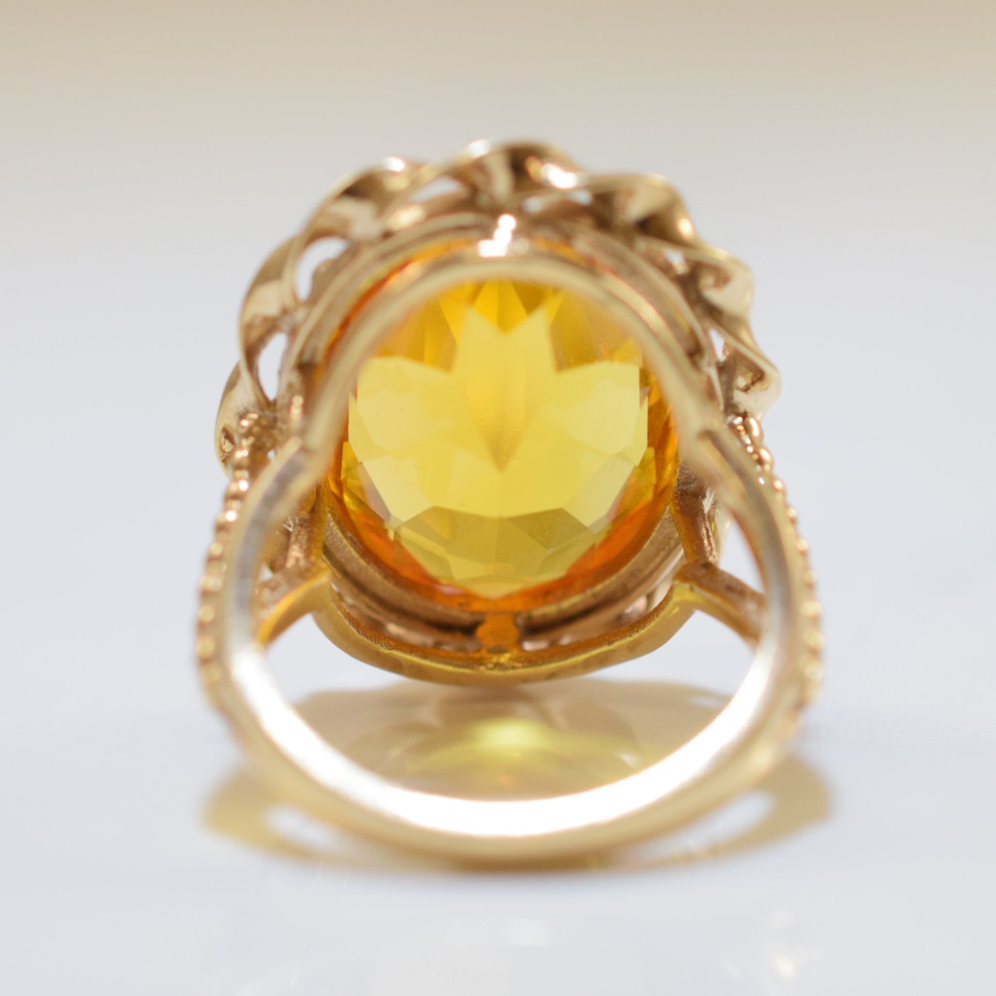 Solitaire Oval Citrine Cocktail Ring | 12.25ct | SZ 6.25 |