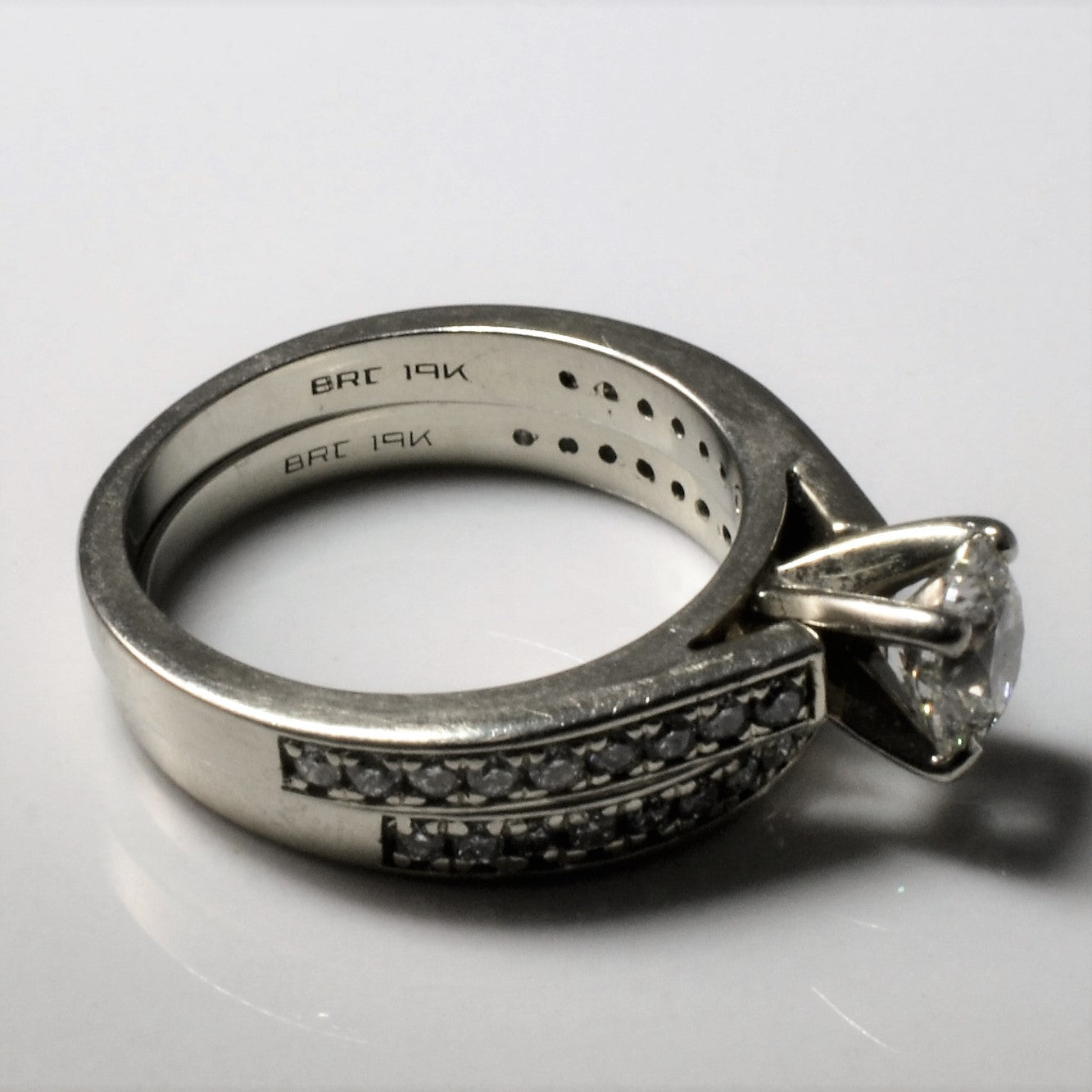Pave Side Stone Wedding Set | 1.28ctw | SZ 5.25 |