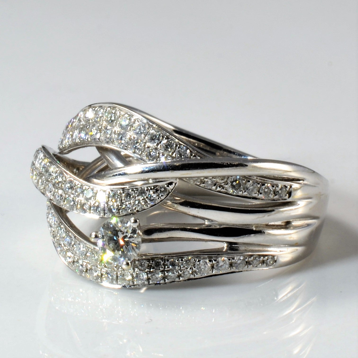 Wide Diamond Bypass Band | 1.07ctw | SZ 6.5 |