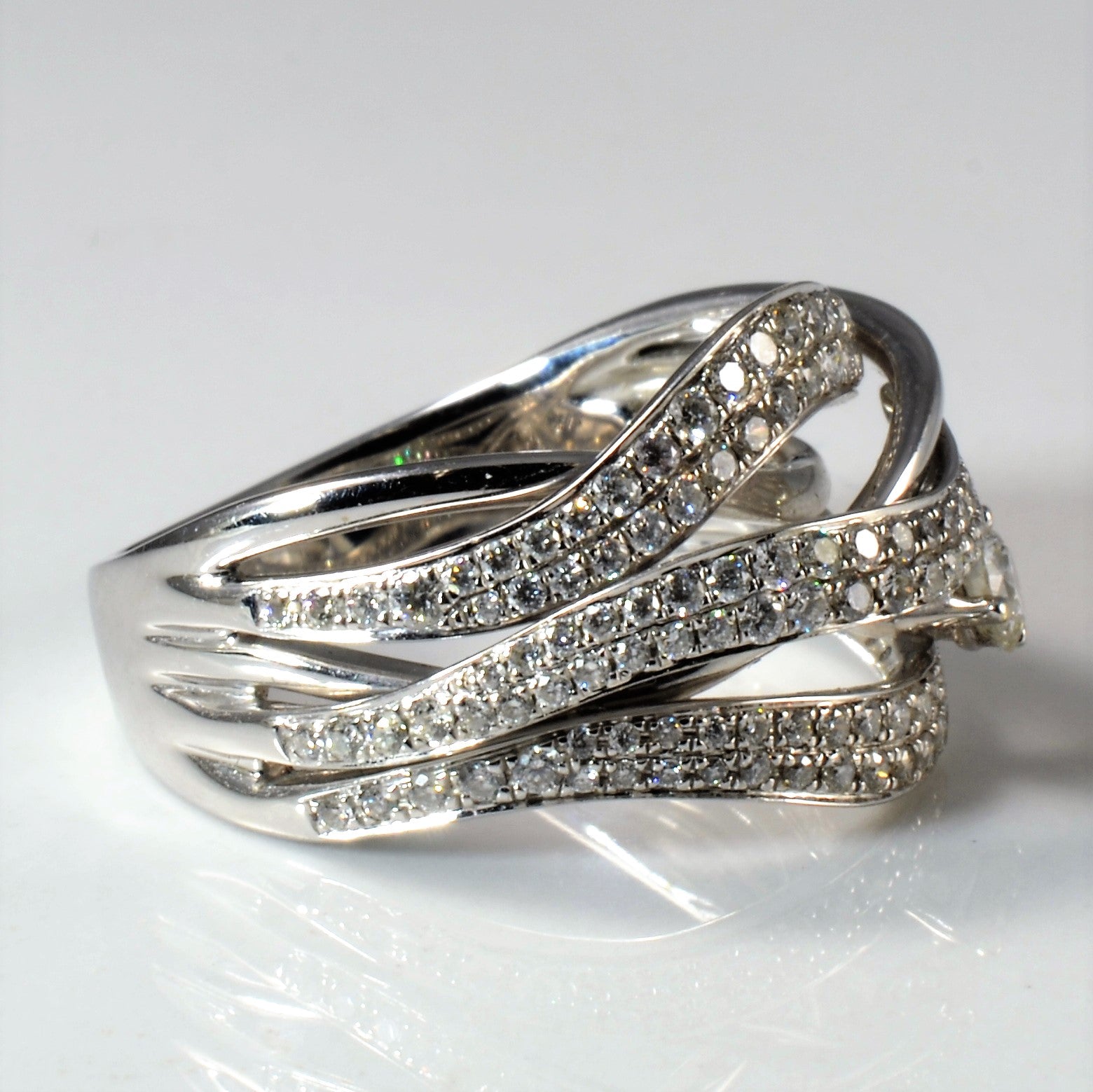 Wide Diamond Bypass Band | 1.07ctw | SZ 6.5 |