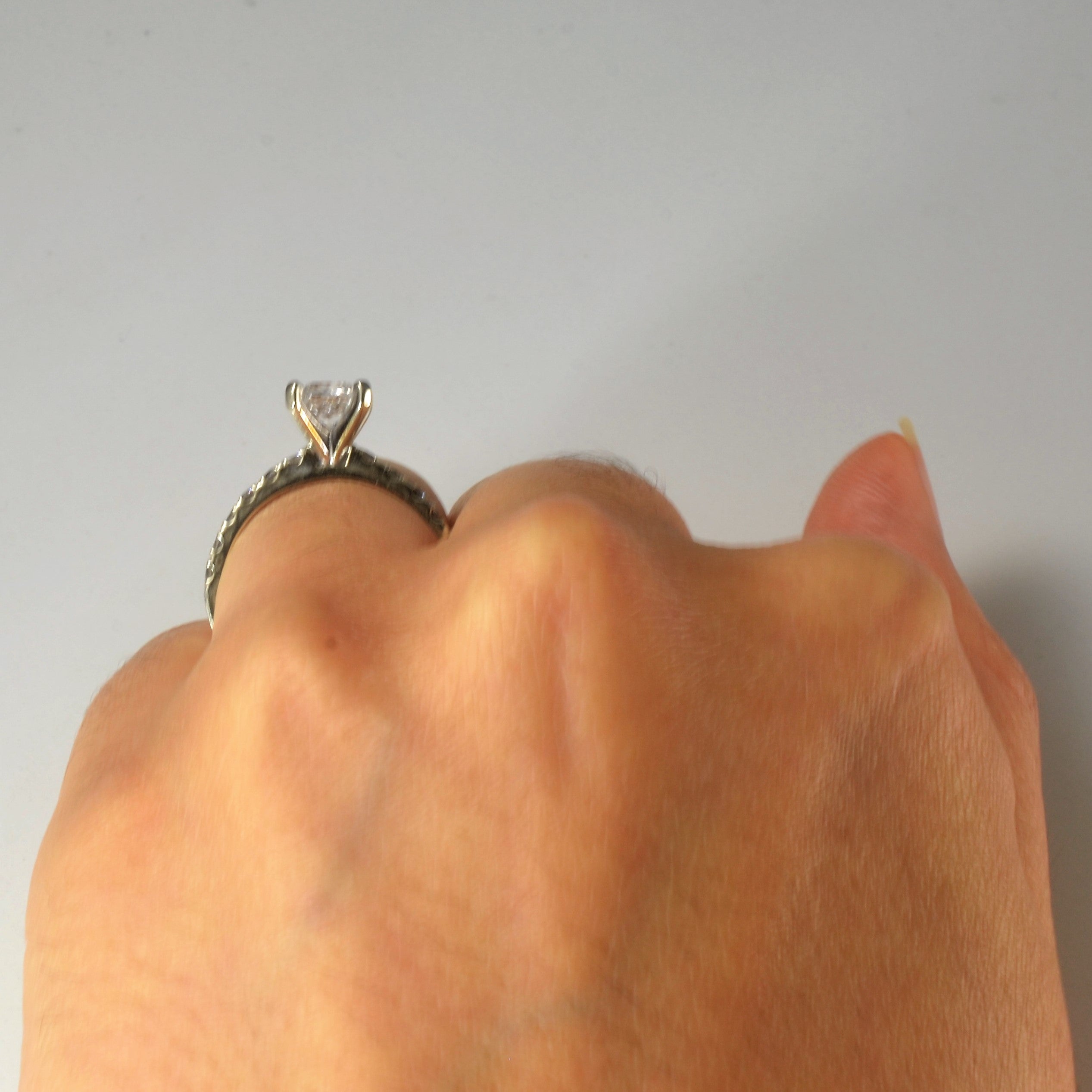 Pave Band Princess Diamond Engagement Ring | 1.36ctw | SZ 5.5 |