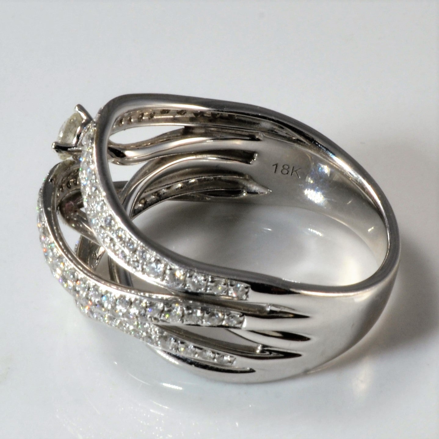 Wide Diamond Bypass Band | 1.07ctw | SZ 6.5 |