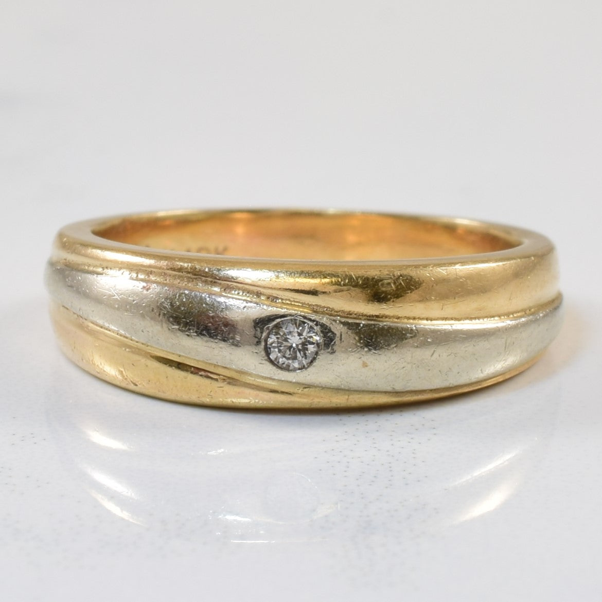 Two Tone Bezel Set Diamond Ring | 0.03ct | SZ 6.25 |