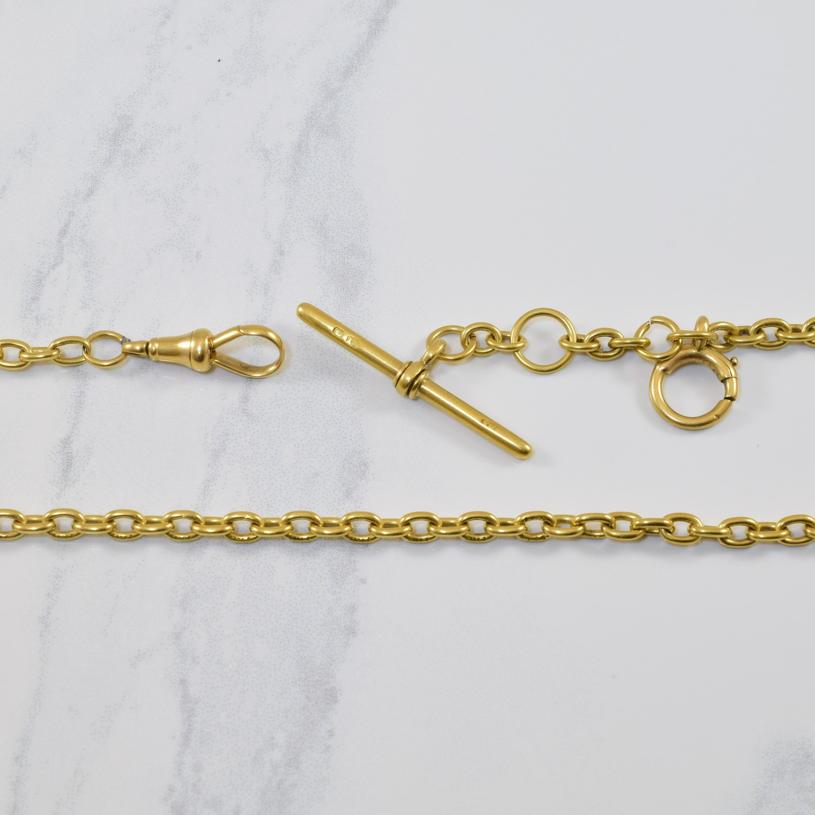 Vintage 18k Yellow Gold Cable Watch Chain | 17.5" |