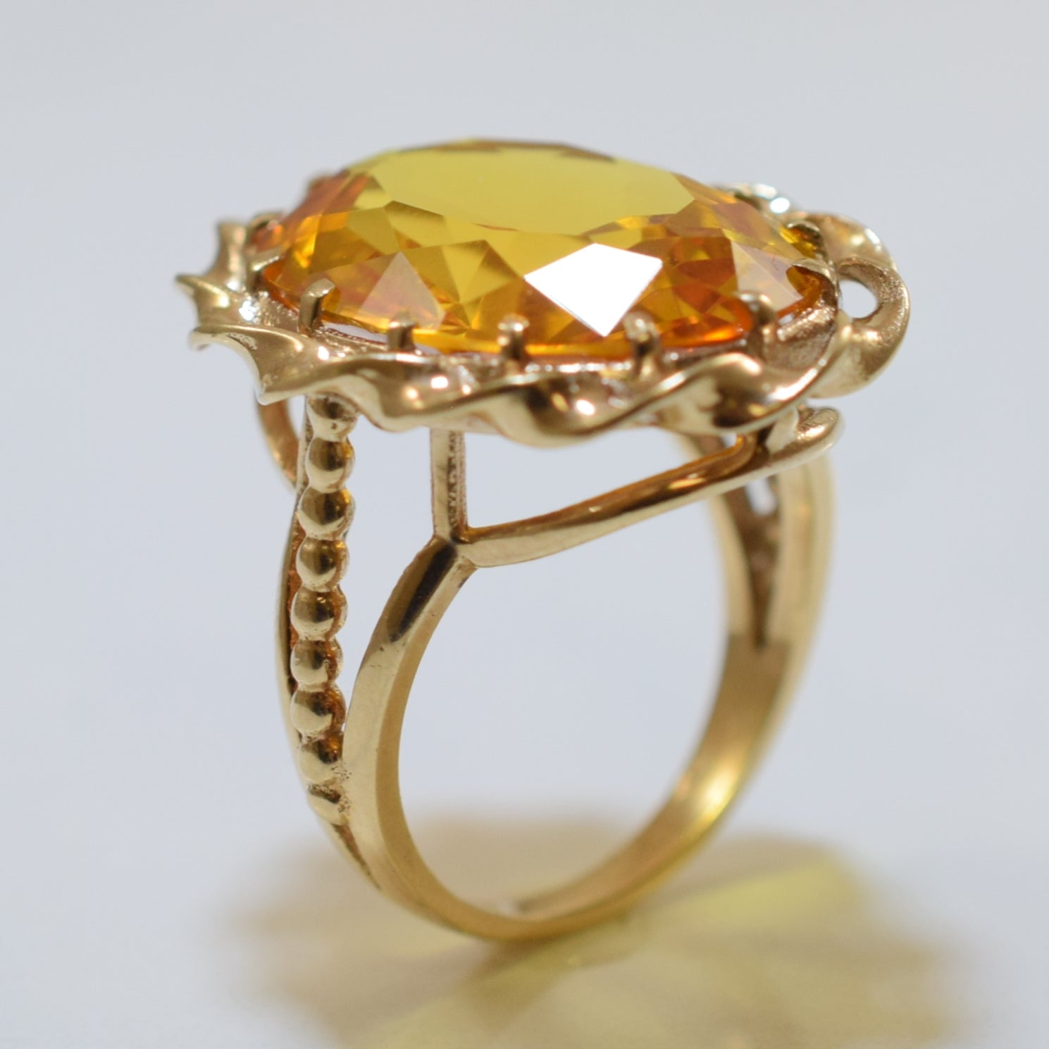 Solitaire Oval Citrine Cocktail Ring | 12.25ct | SZ 6.25 |