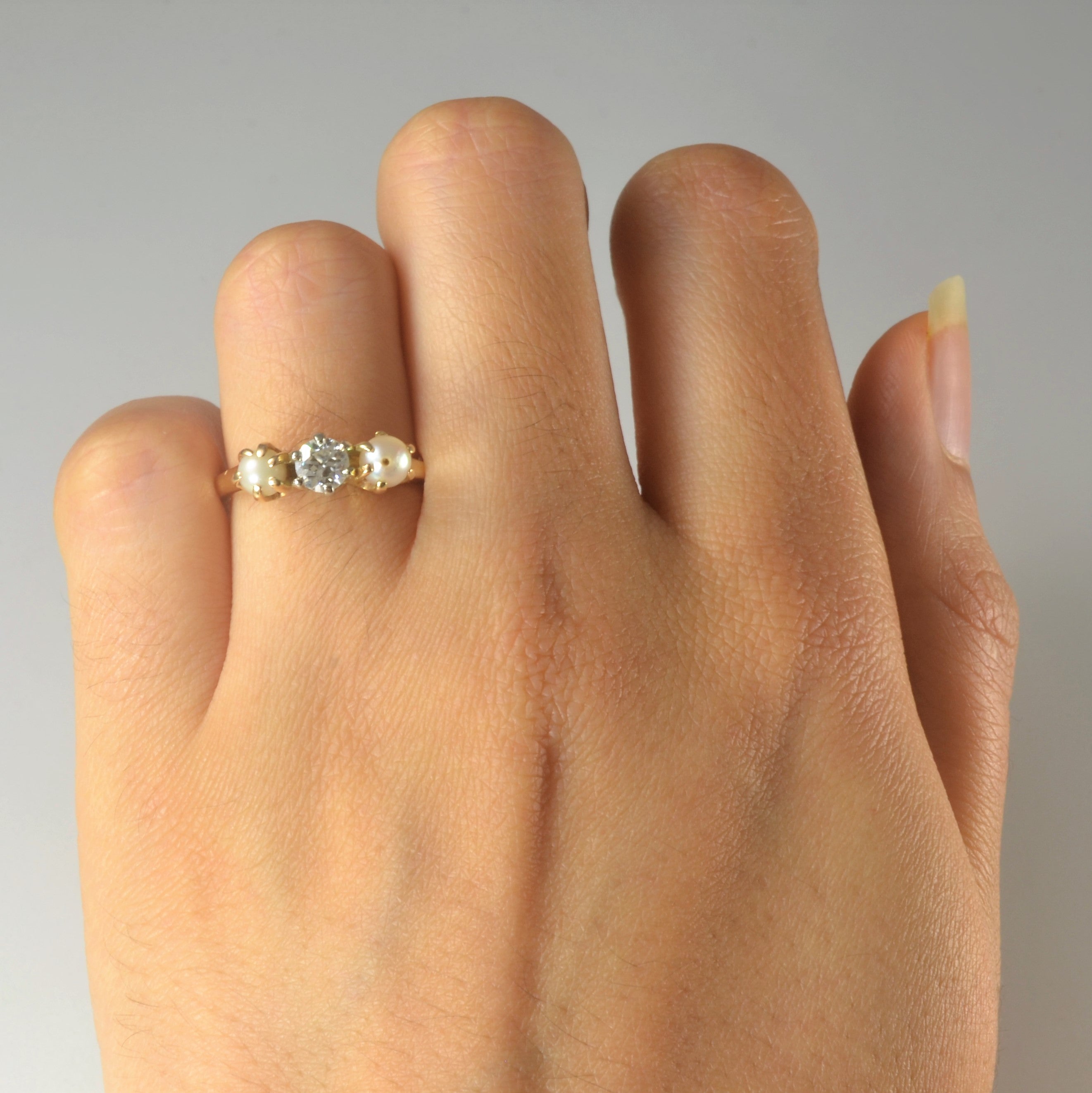 Vintage Diamond & Pearl Trilogy Ring | 0.33ct | SZ 5 |