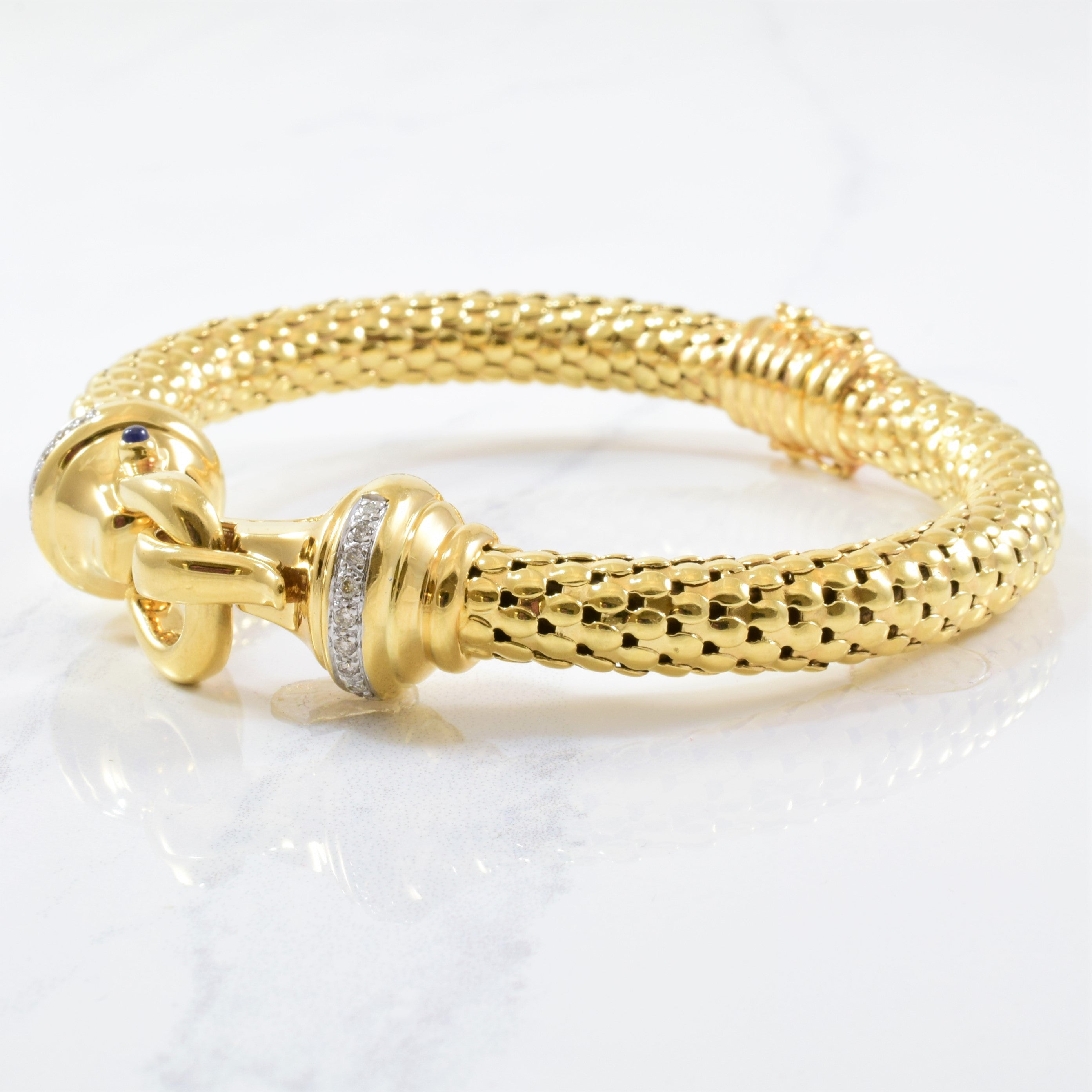 Diamond & Sapphire Heavy Weave Bracelet | 0.20ctw, 0.10ctw | 8" |