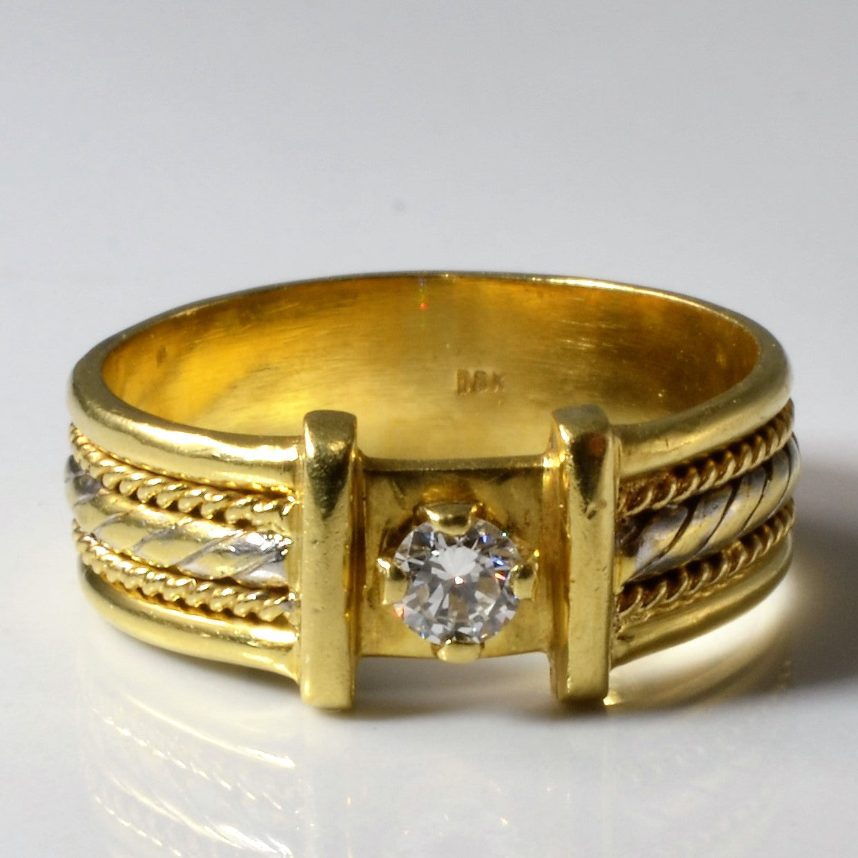 Solitaire Diamond Rope Ring | 0.15ct | SZ 8 |