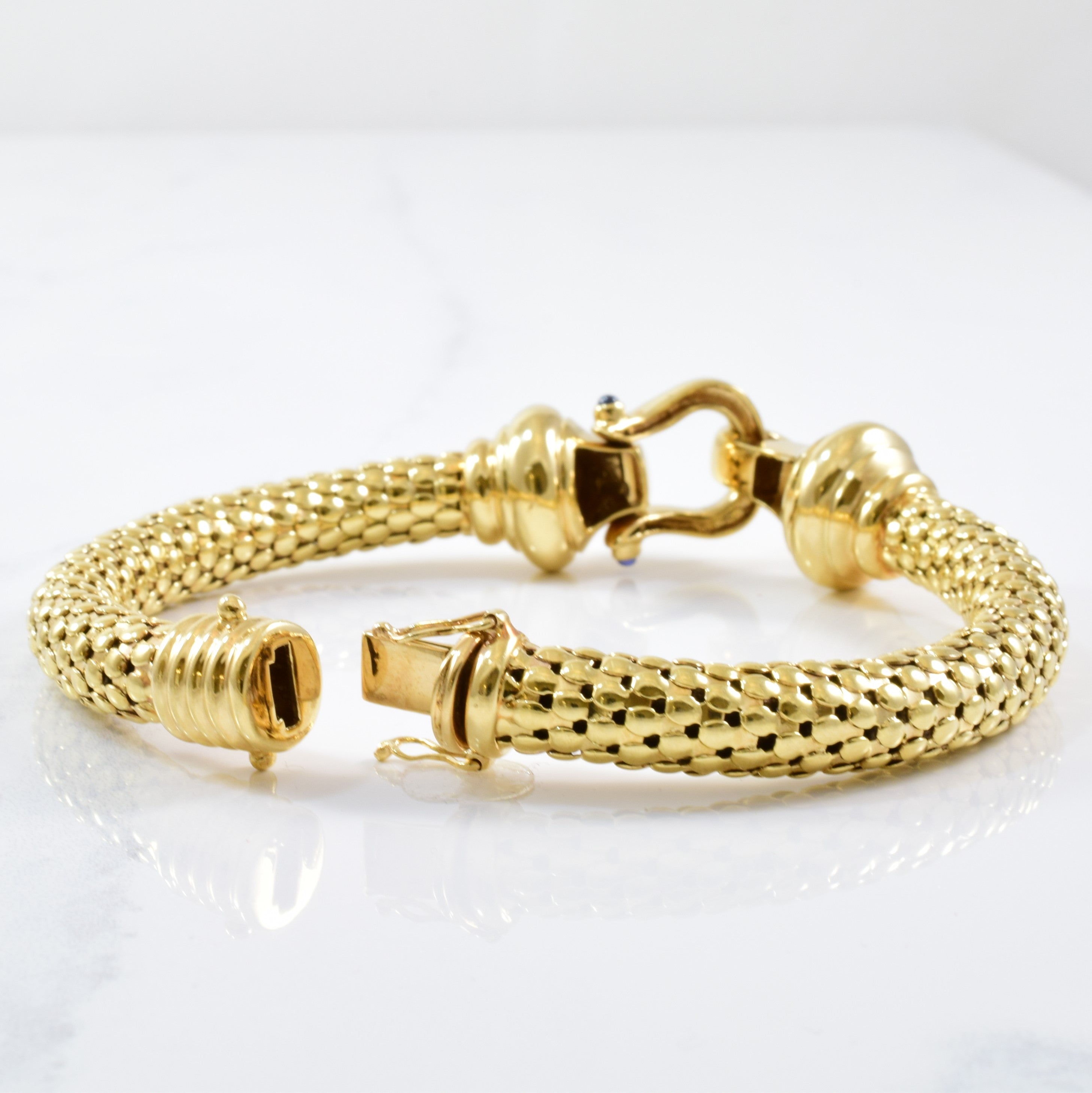 Diamond & Sapphire Heavy Weave Bracelet | 0.20ctw, 0.10ctw | 8" |