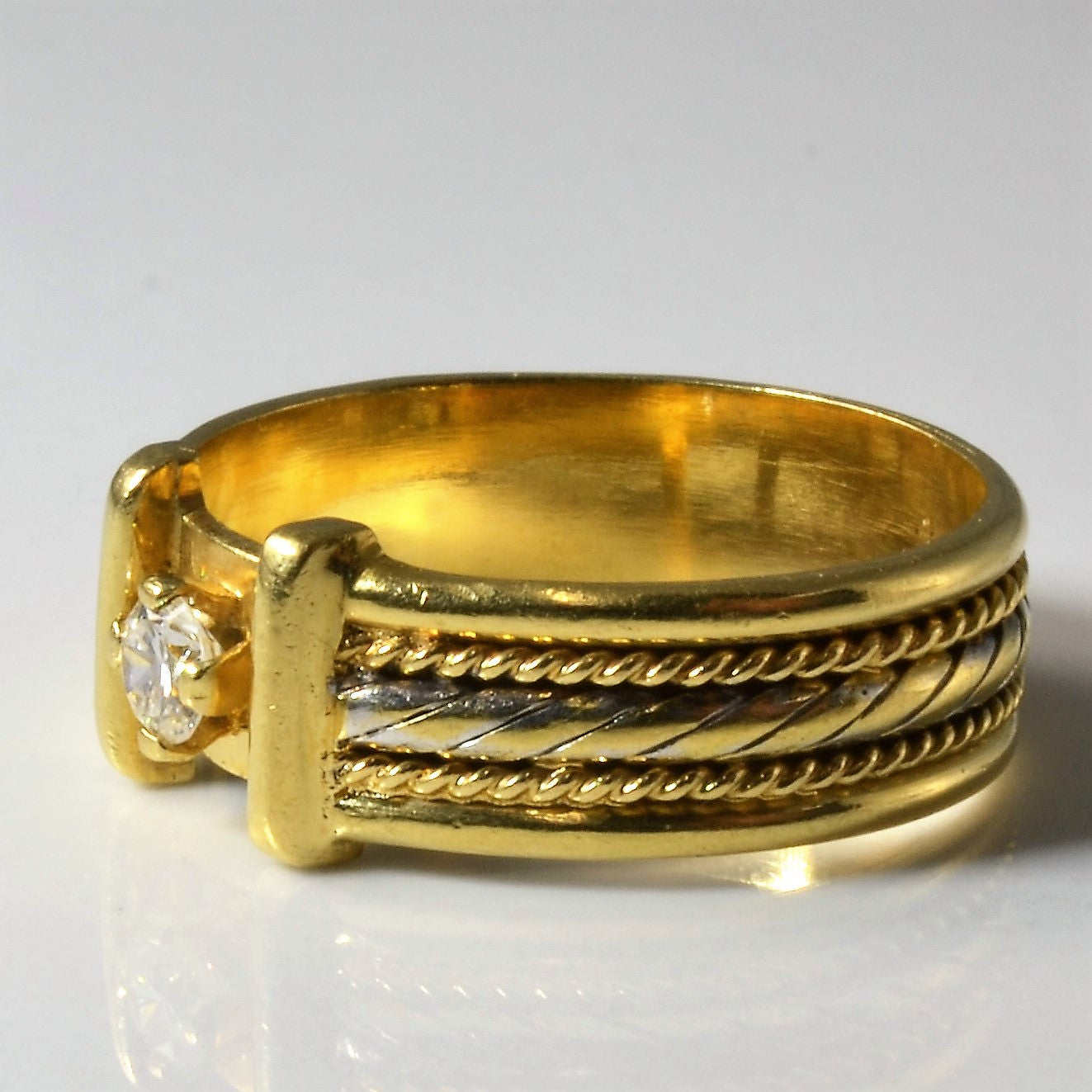 Solitaire Diamond Rope Ring | 0.15ct | SZ 8 |