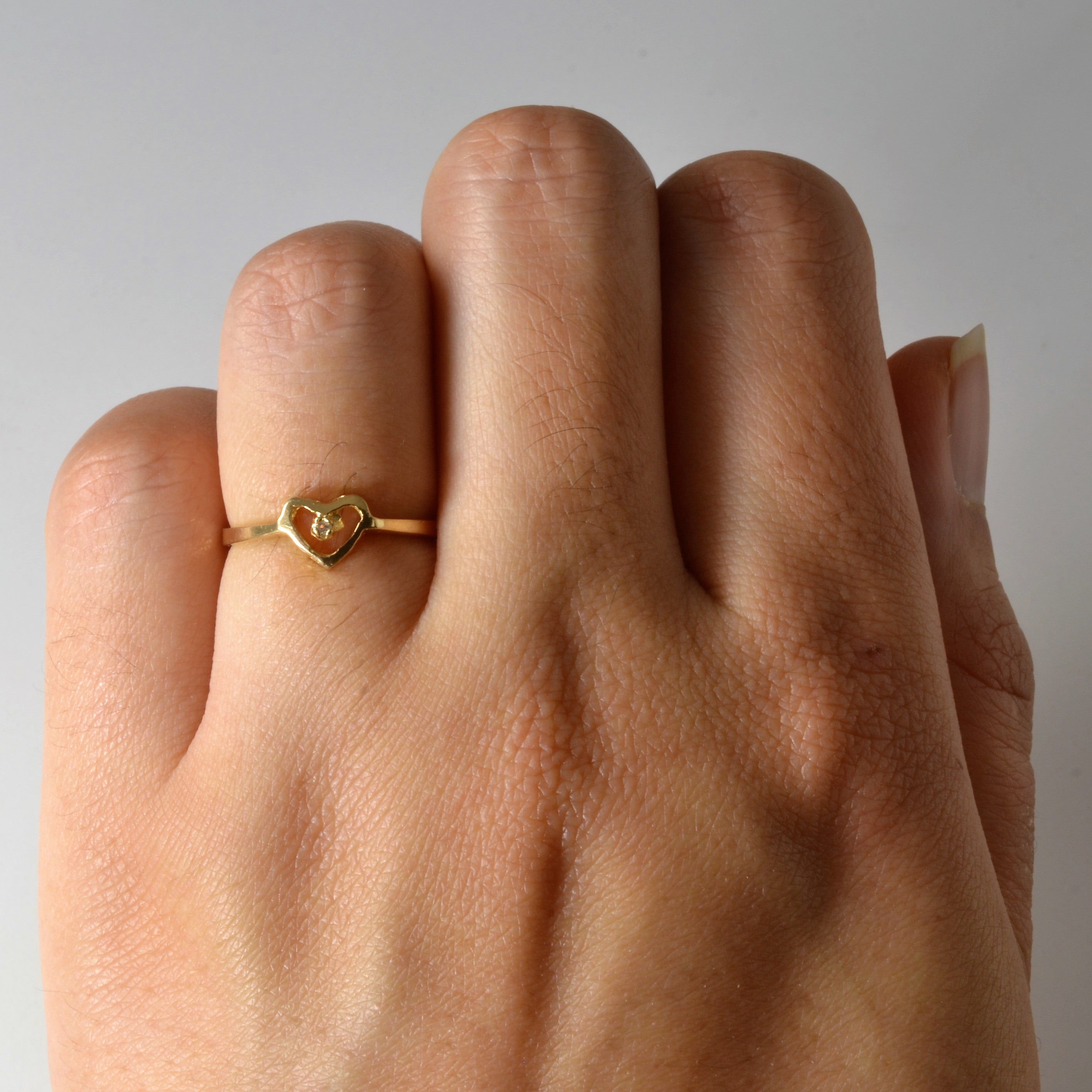 Petite Diamond Heart Ring | 0.01ct | SZ 5 |