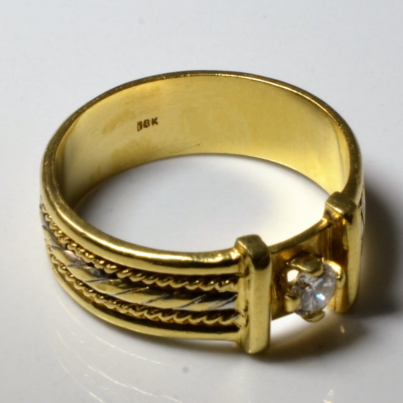Solitaire Diamond Rope Ring | 0.15ct | SZ 8 |