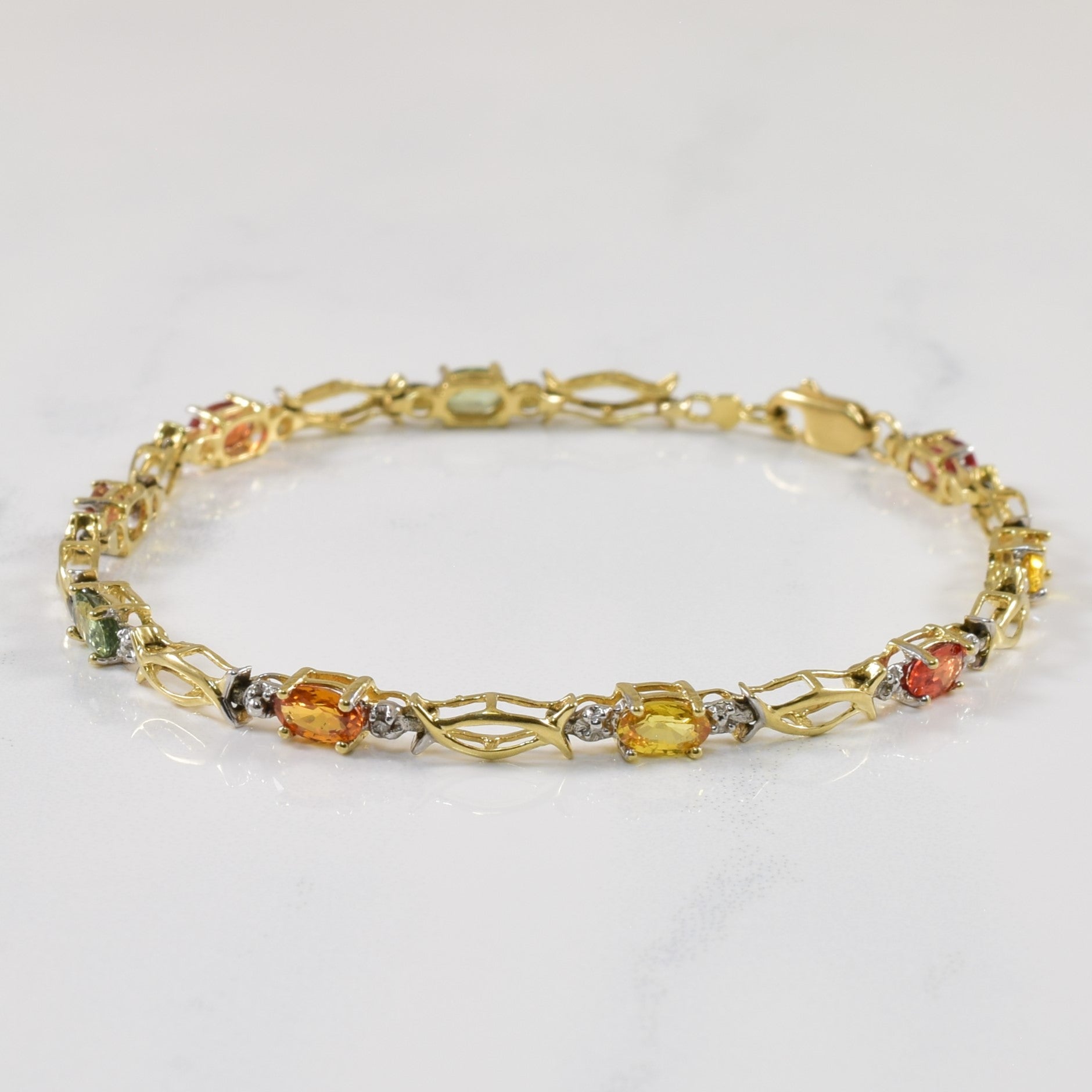 Diamond & Multi Color Sapphire Bracelet | 3.00ctw, 0.005ctw | SZ 7" |