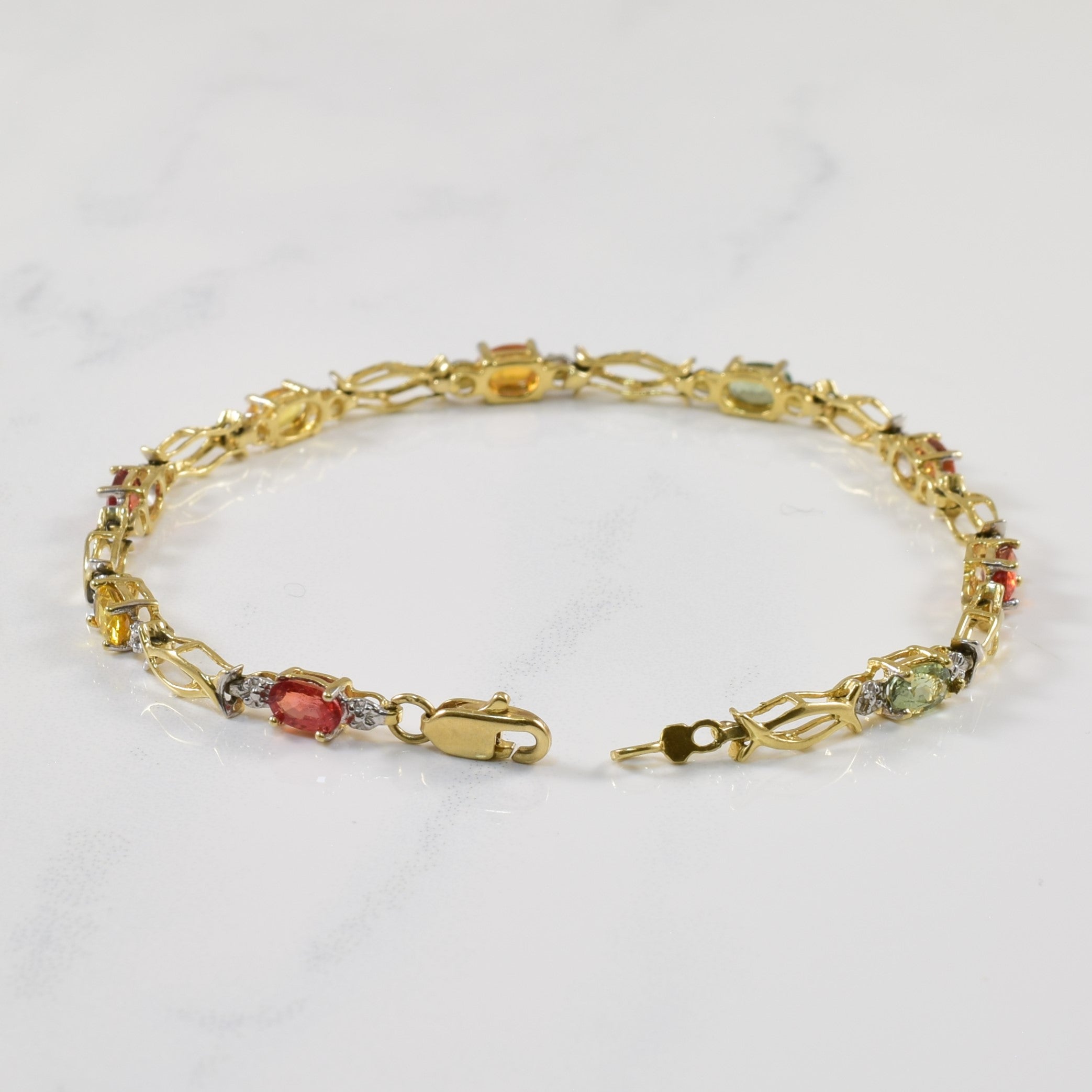 Diamond & Multi Color Sapphire Bracelet | 3.00ctw, 0.005ctw | SZ 7" |