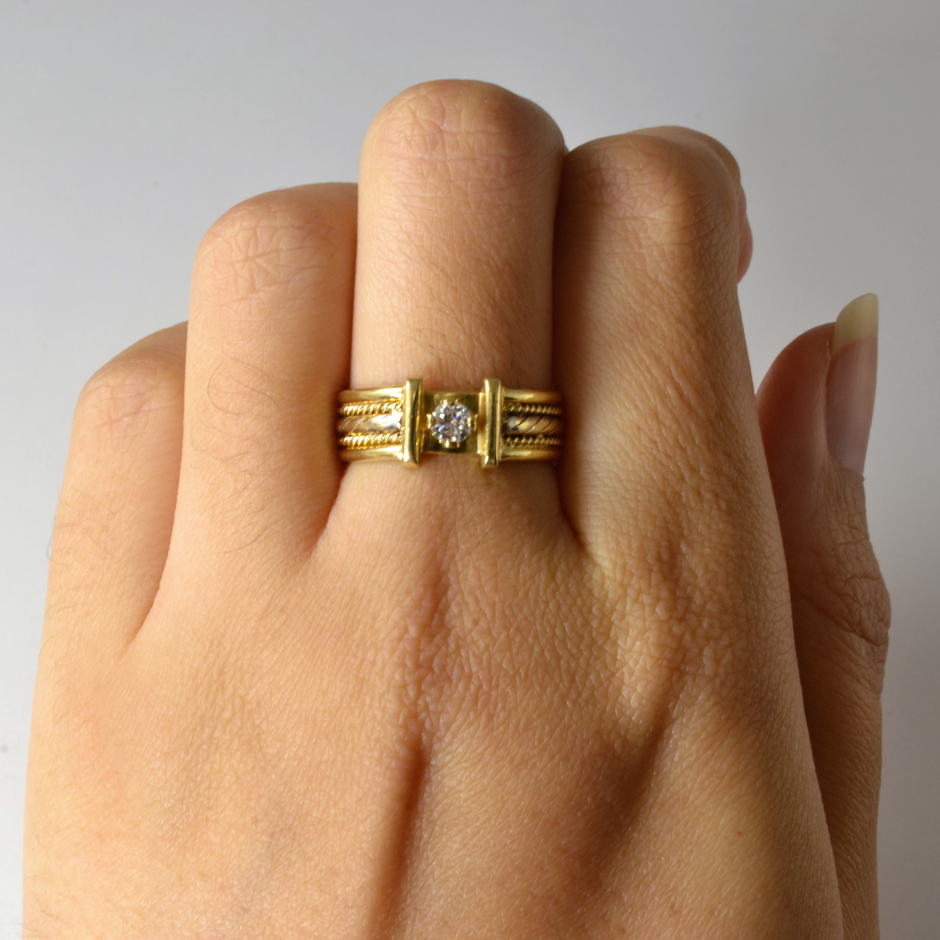 Solitaire Diamond Rope Ring | 0.15ct | SZ 8 |