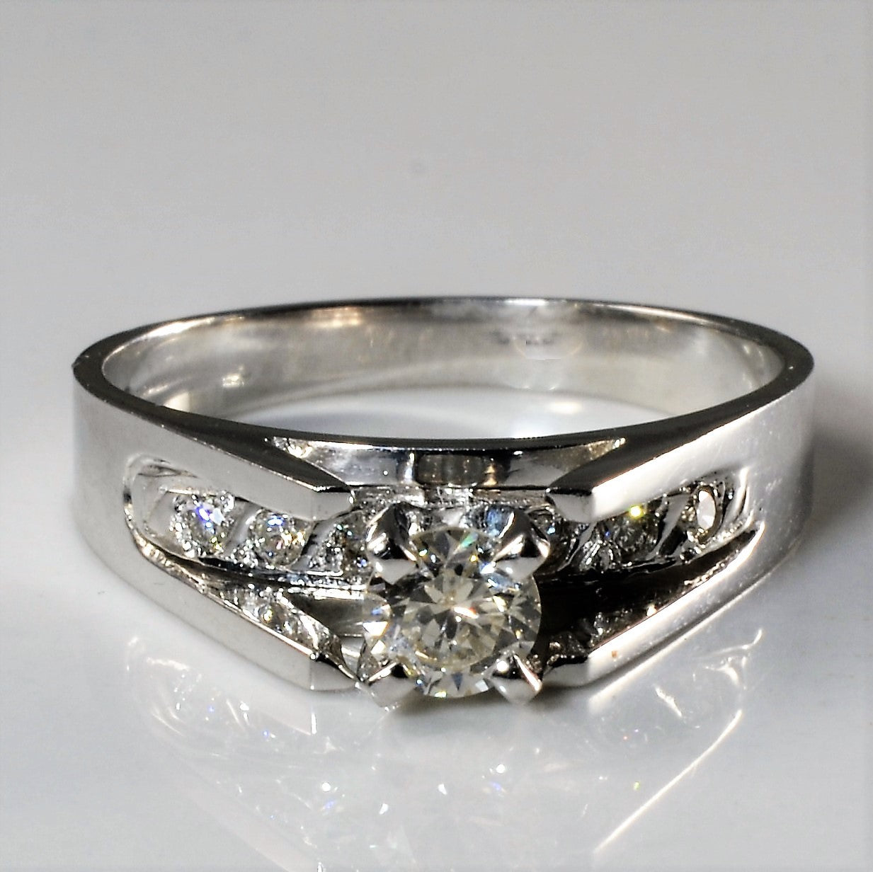 Diamond Detailed Cathedral Engagement Ring | 0.30ctw | SZ 5.75 |