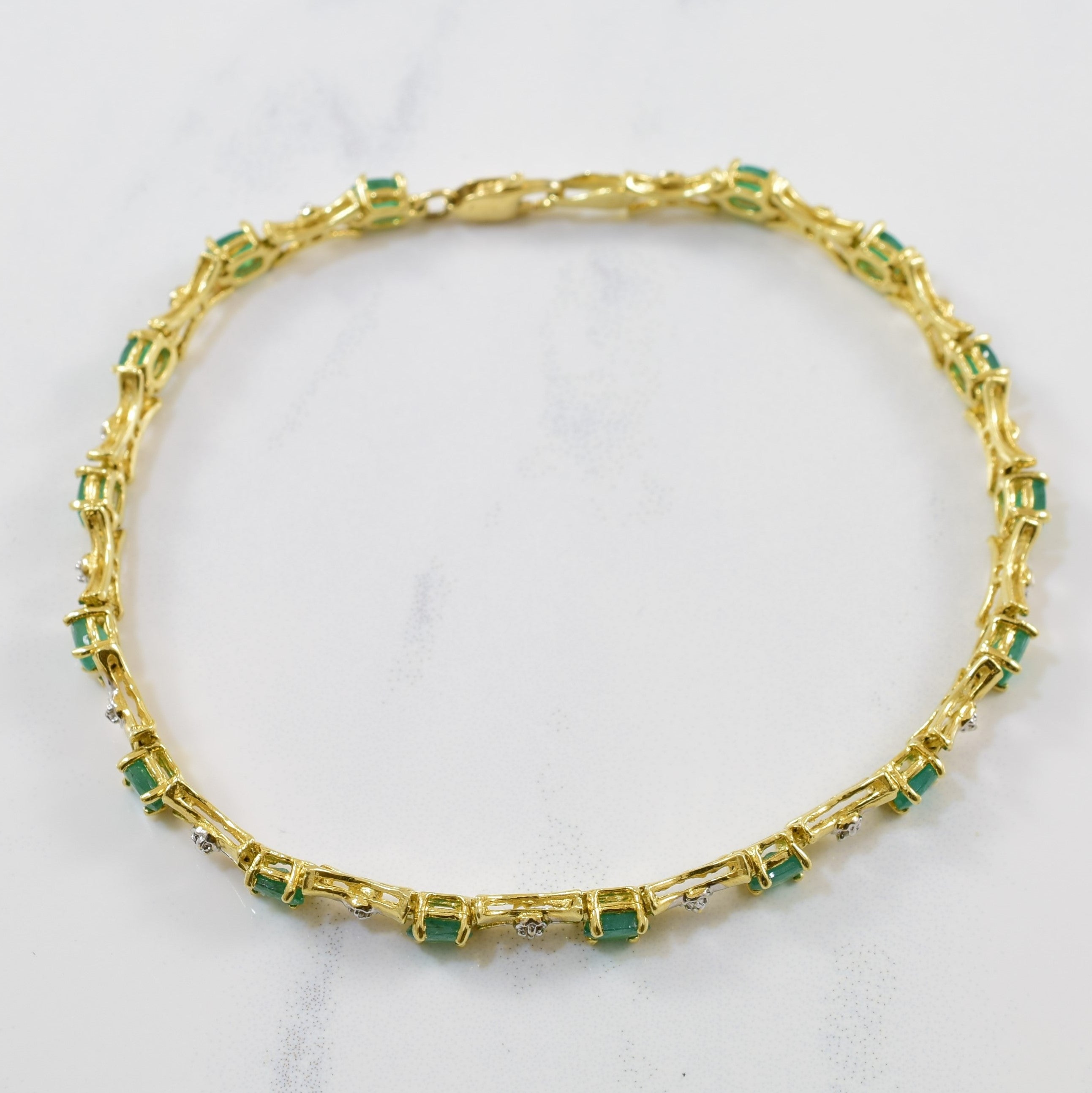 Emerald & Diamond Gemstone Bracelet | 2.56ctw, 0.01ctw | 7" |