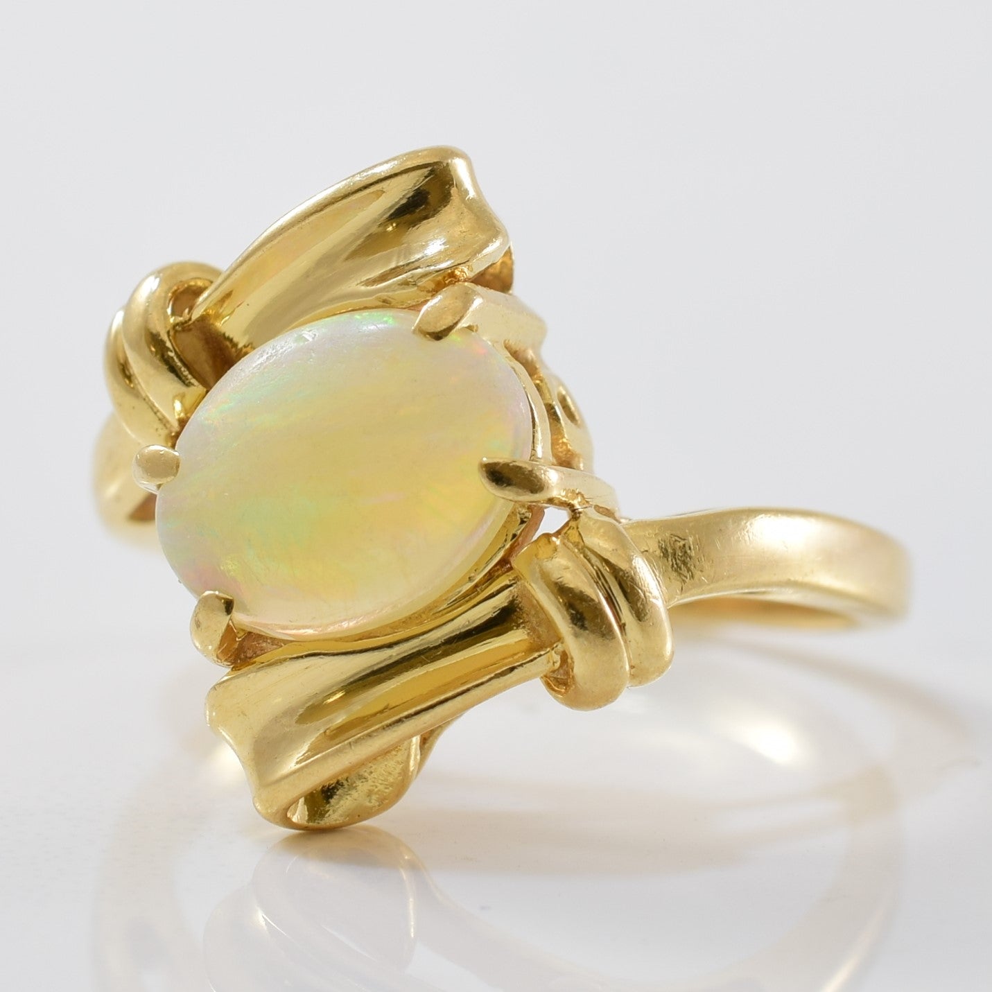 Oval Opal Scroll Bypass Ring | 0.81ct | SZ 5 |