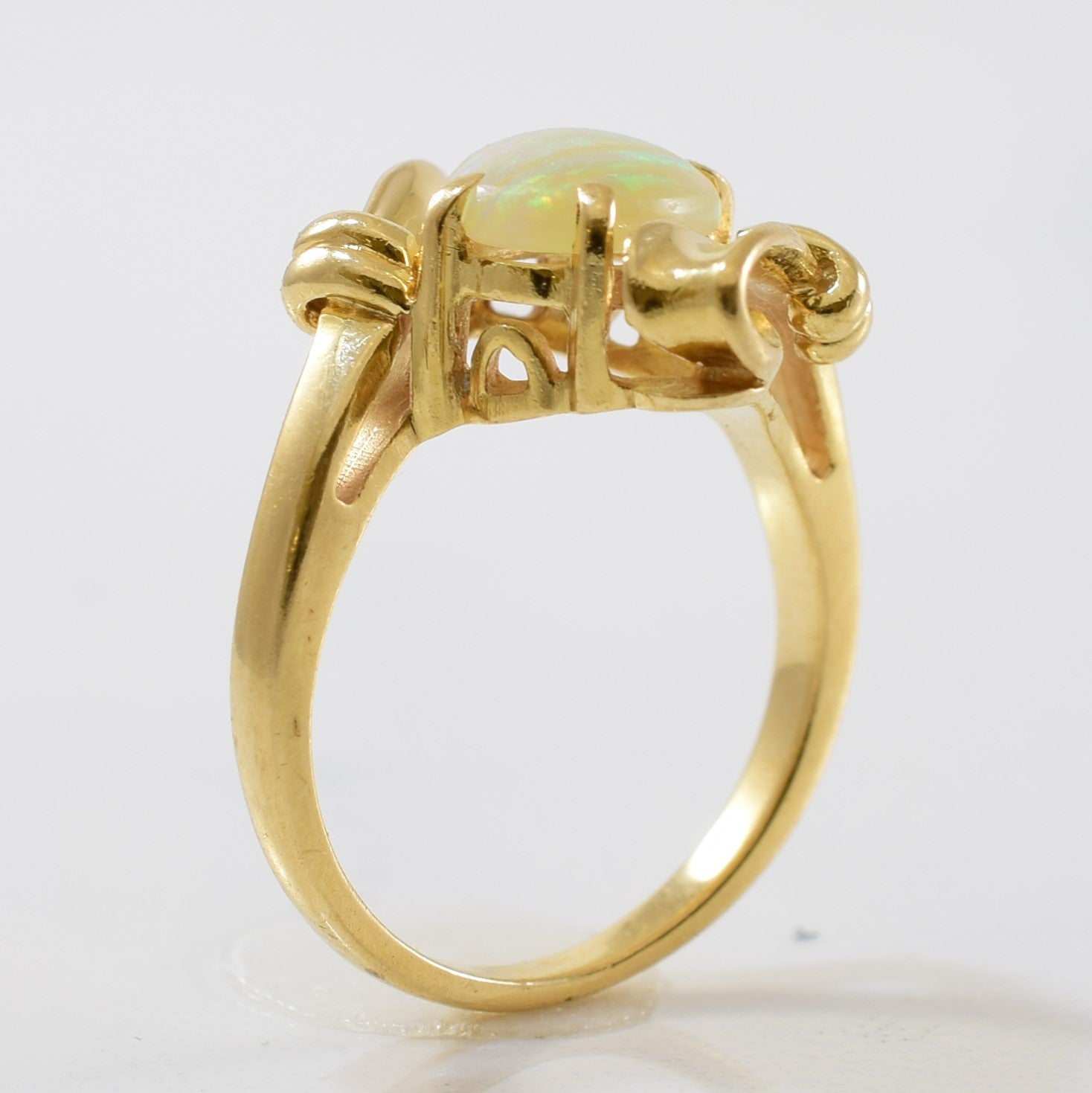 Oval Opal Scroll Bypass Ring | 0.81ct | SZ 5 |