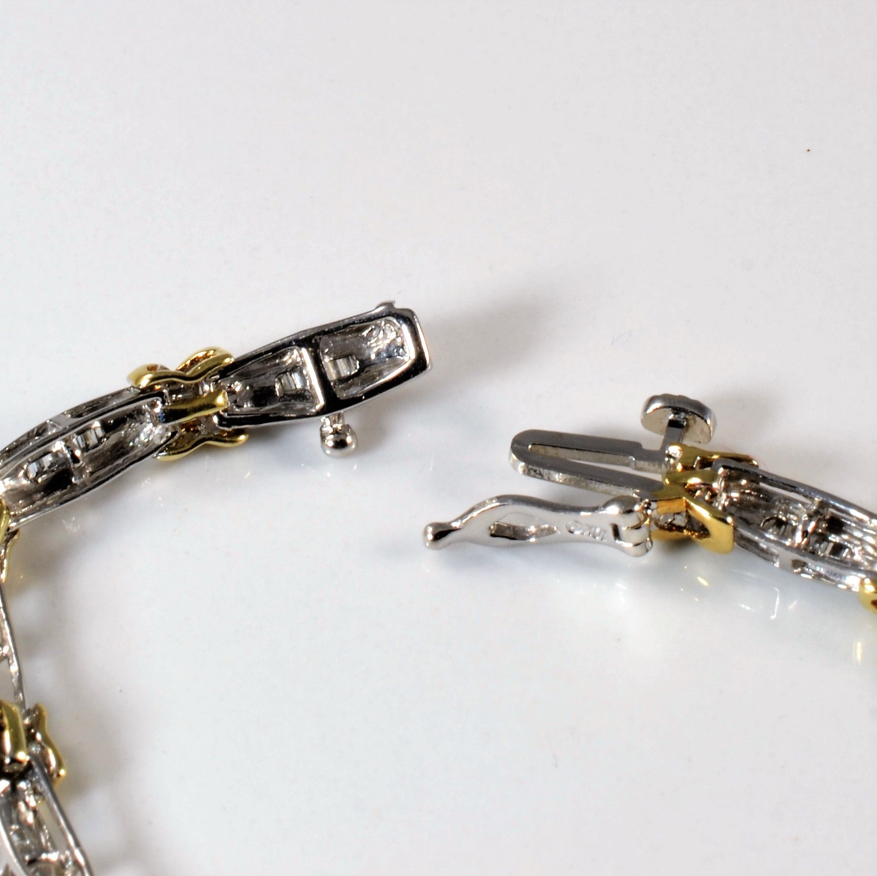 Two Tone Gold Baguette Cut Diamond Tennis Bracelet | 0.45ctw | 7" |