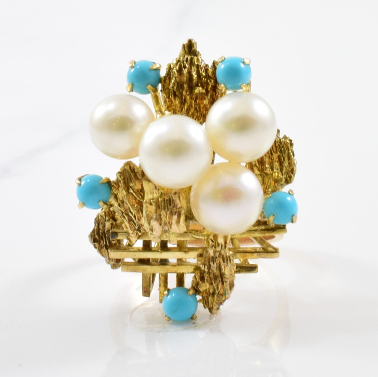 High Set Pearl & Turquoise Ring | SZ 7.25 |