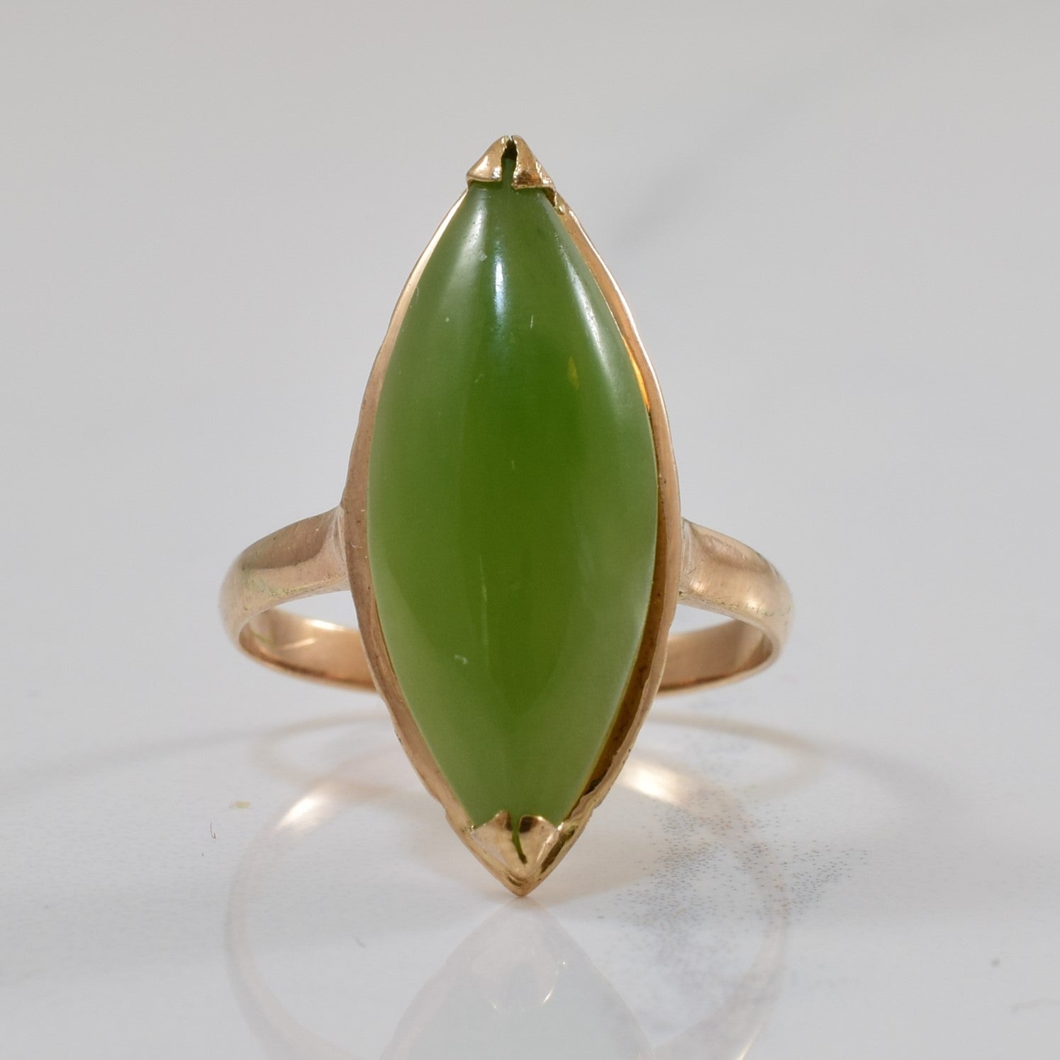 Nephrite Jade Navette Ring | 4.00ct | SZ 5.25 |