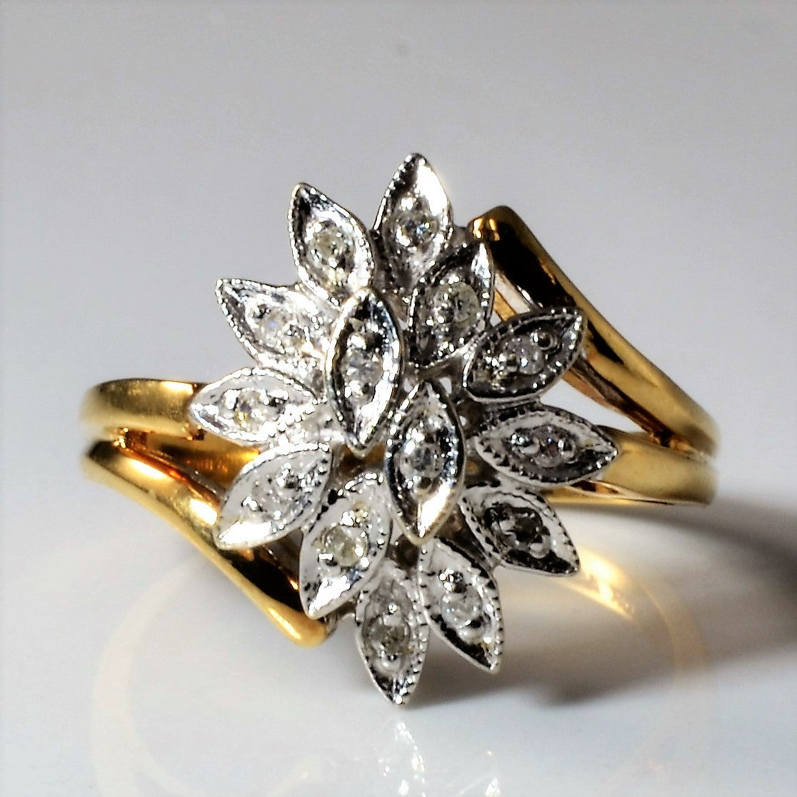 Bague cascade de diamants à motif floral | 0,07 ct | Taille 6,25 |