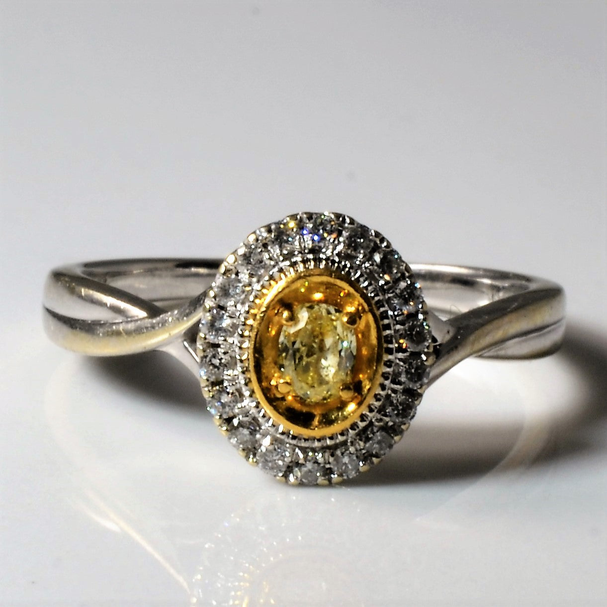 Halo Style Diamond Two Tone Gold Ring | 0.29ctw | SZ 8.25 |