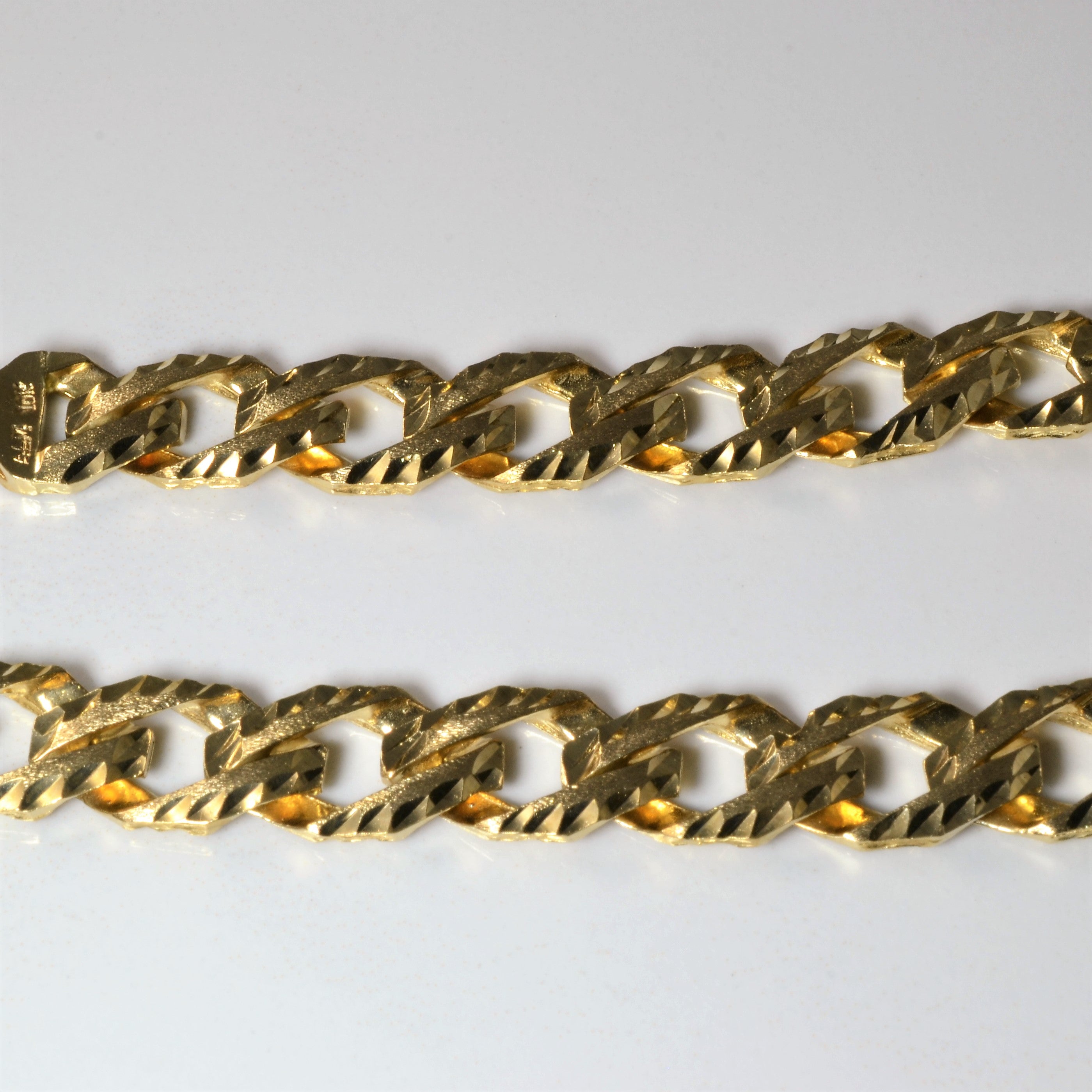 10k Yellow Gold Textured Curb Chain Bracelet | 9"|