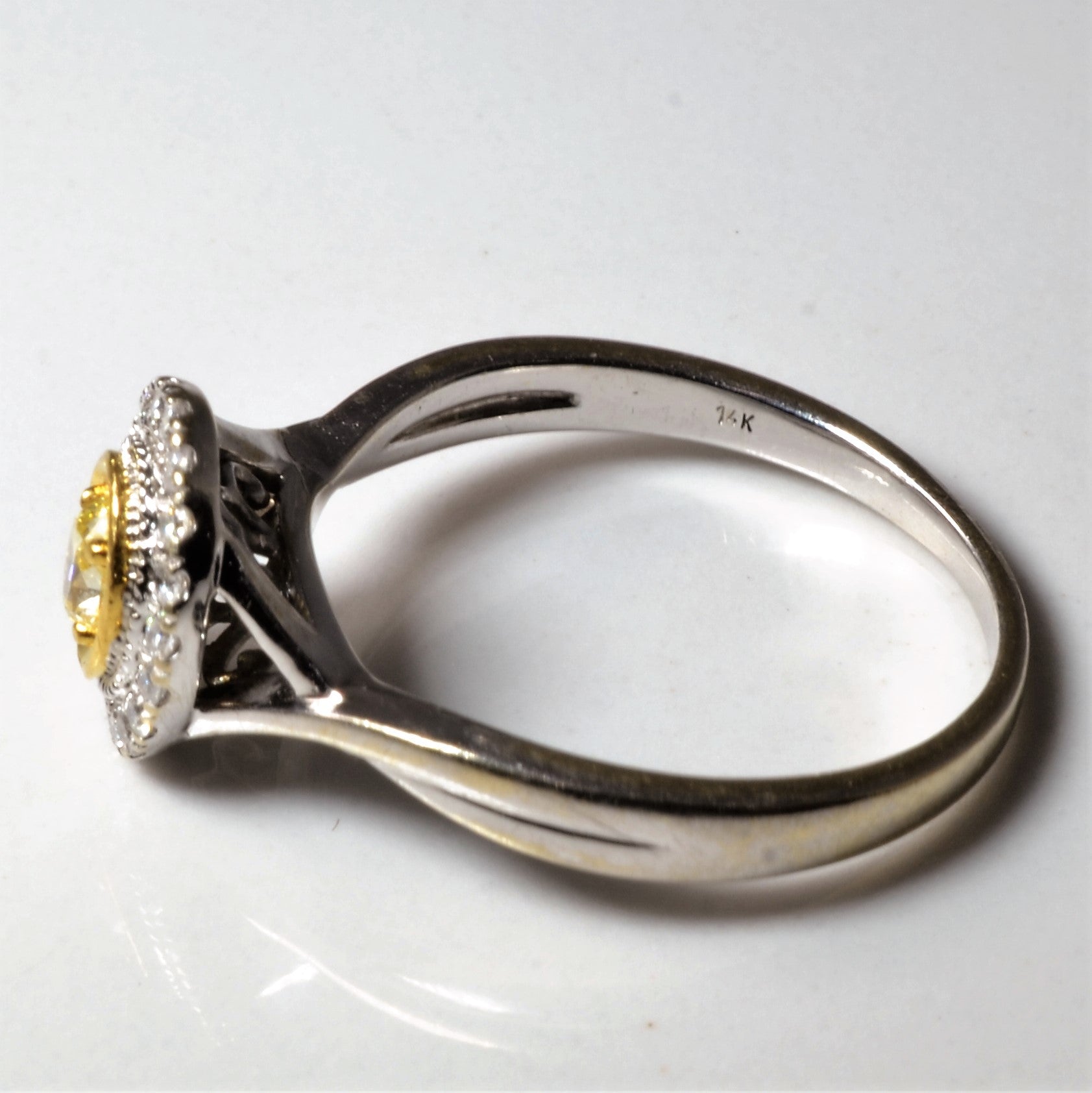 Halo Style Diamond Two Tone Gold Ring | 0.29ctw | SZ 8.25 |