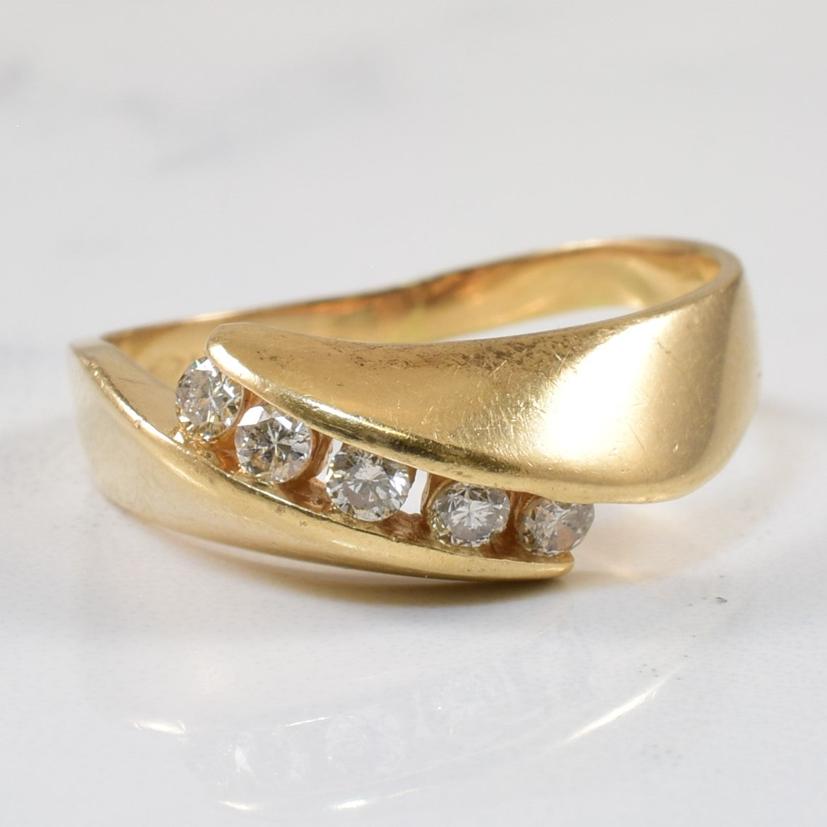 Channel Set Diamond Bypass Ring | 0.20ctw | SZ 8 |