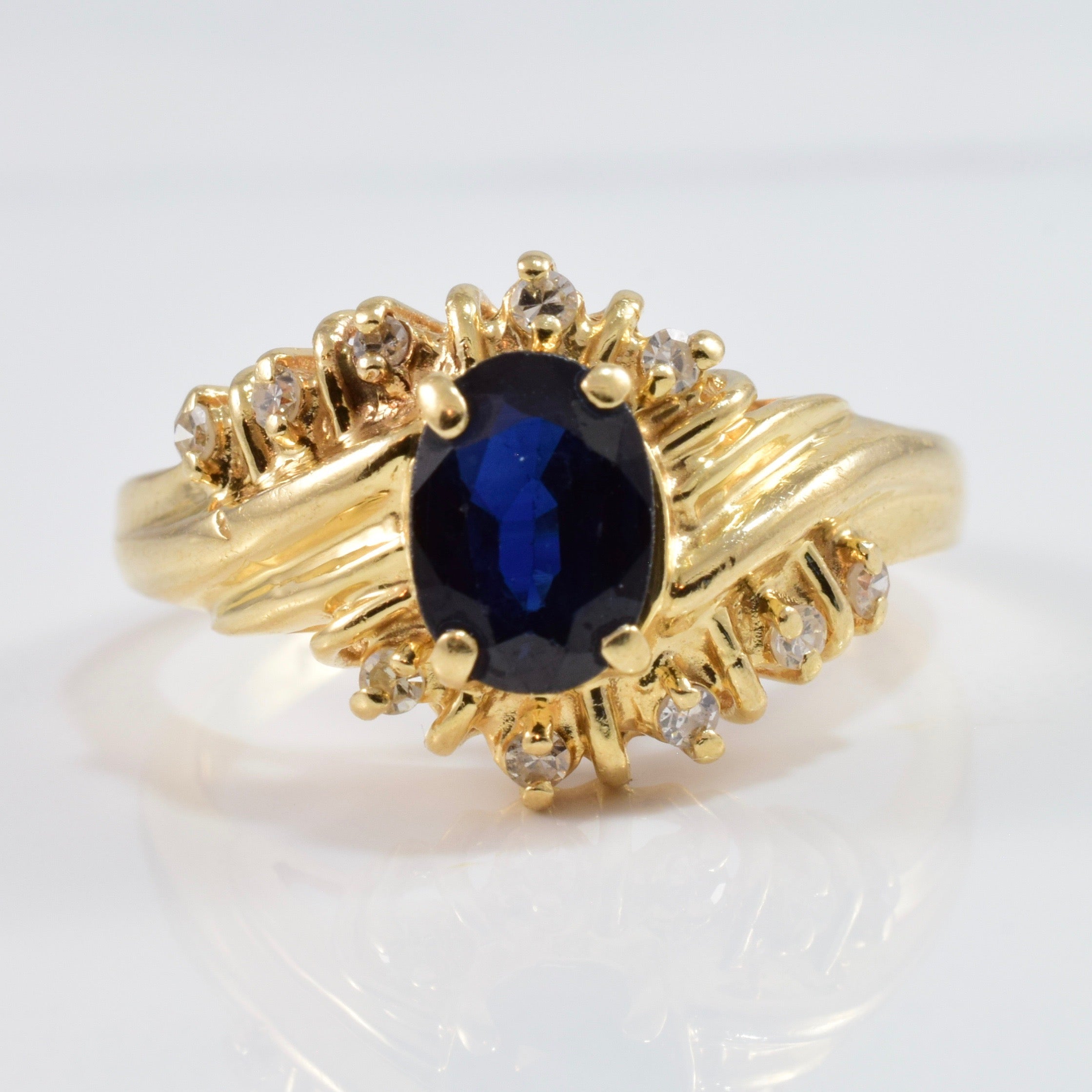Bypass Diamond Framed Sapphire Ring | 0.10 ctw SZ 6.5 |