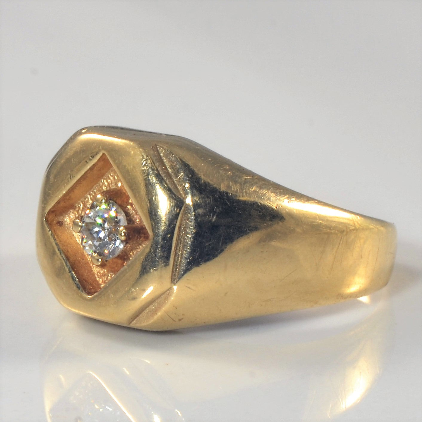 Solitaire Diamond Signet Ring | 0.24ct | SZ 8.75 |