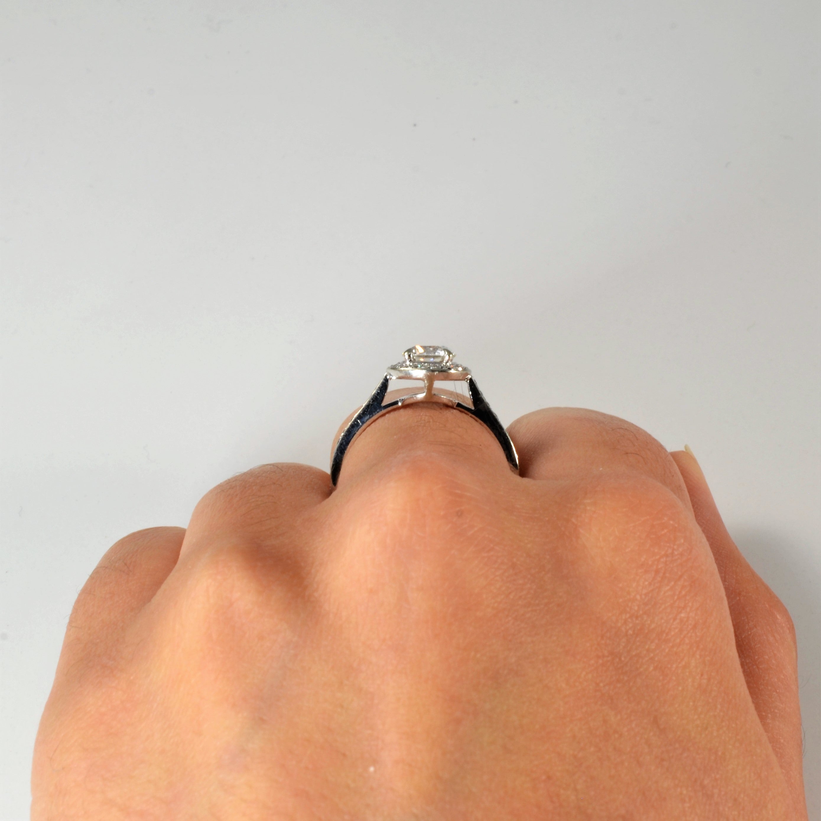 Low Profile Halo Diamond Engagement Ring | 0.96ctw | SZ 6.75 |