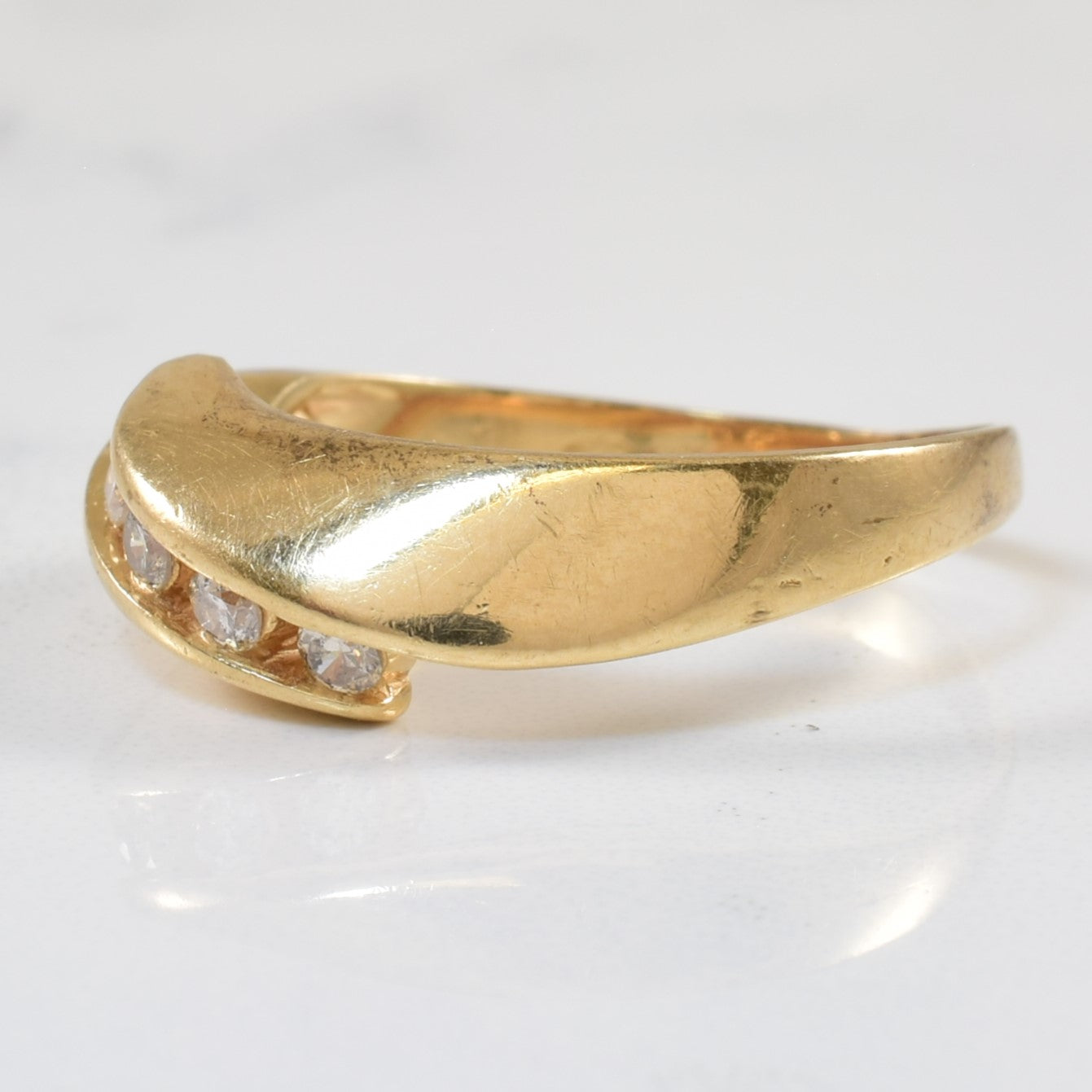 Channel Set Diamond Bypass Ring | 0.20ctw | SZ 8 |