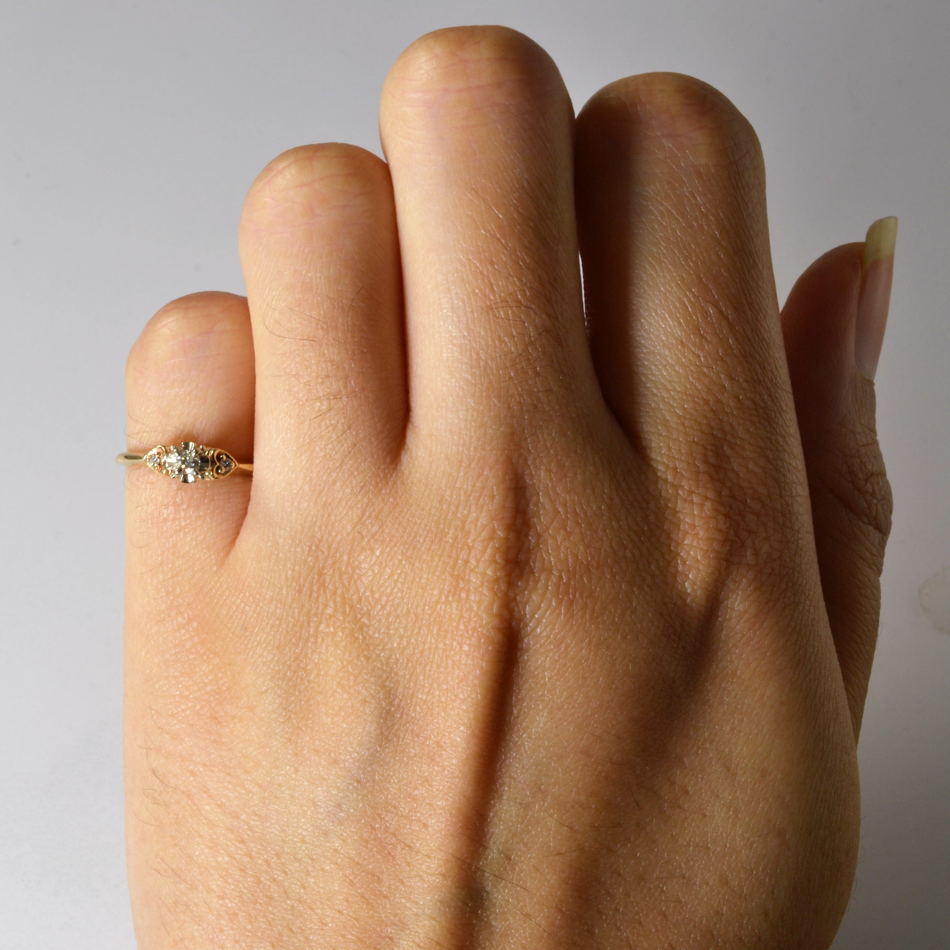 High Set Three Stone Diamond Ring | 0.06ctw | SZ 4 |