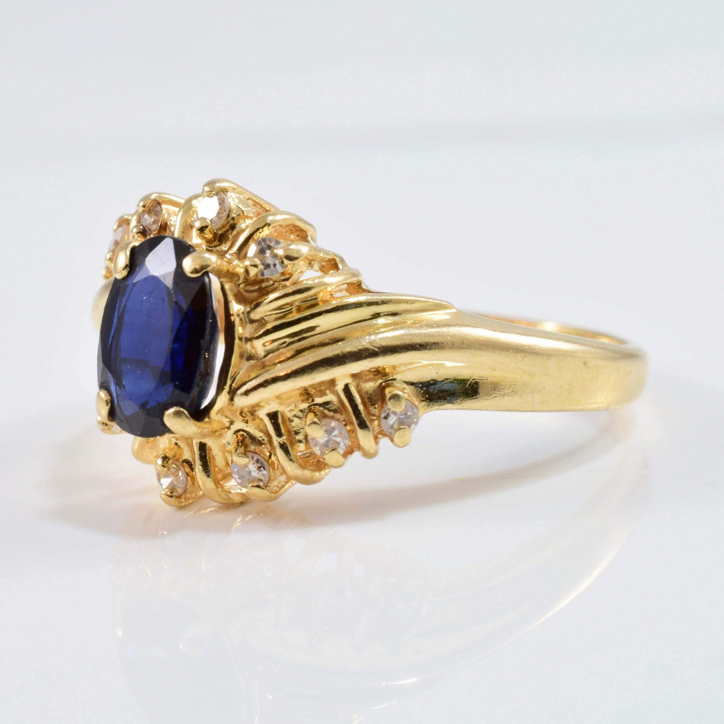 Bypass Diamond Framed Sapphire Ring | 0.10 ctw SZ 6.5 |