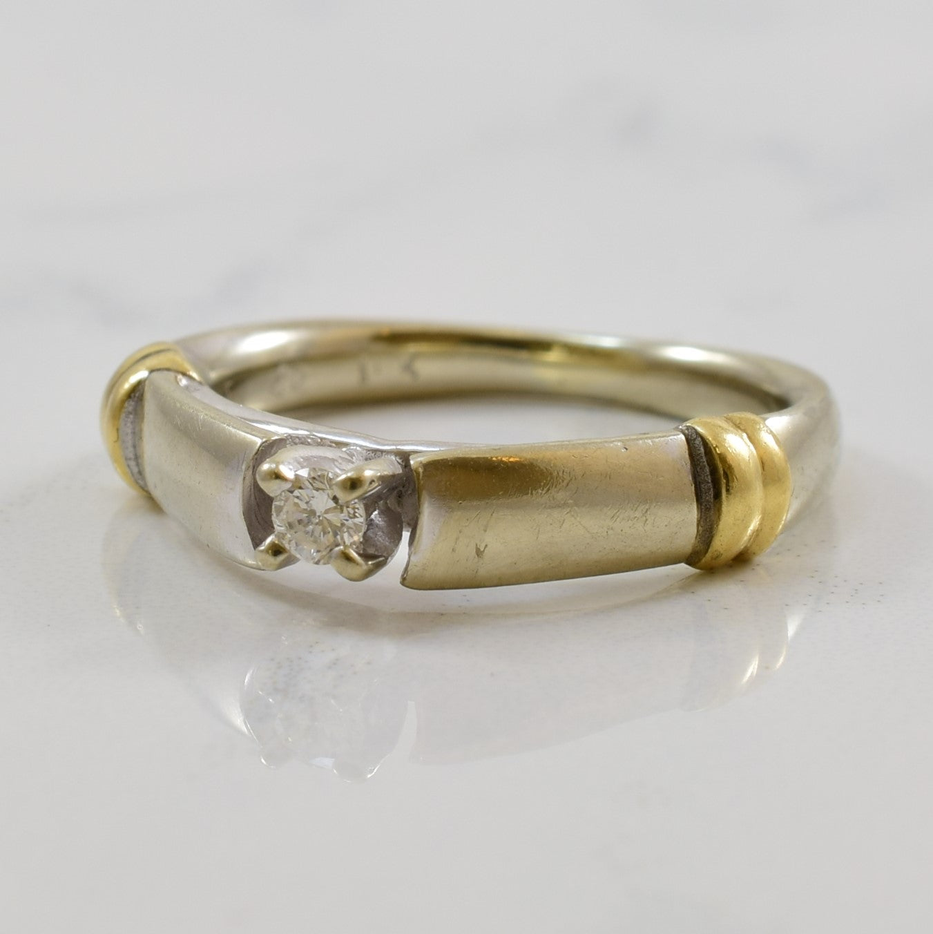 Two Tone Diamond Solitaire Ring | 0.06ct | SZ 5.75 |