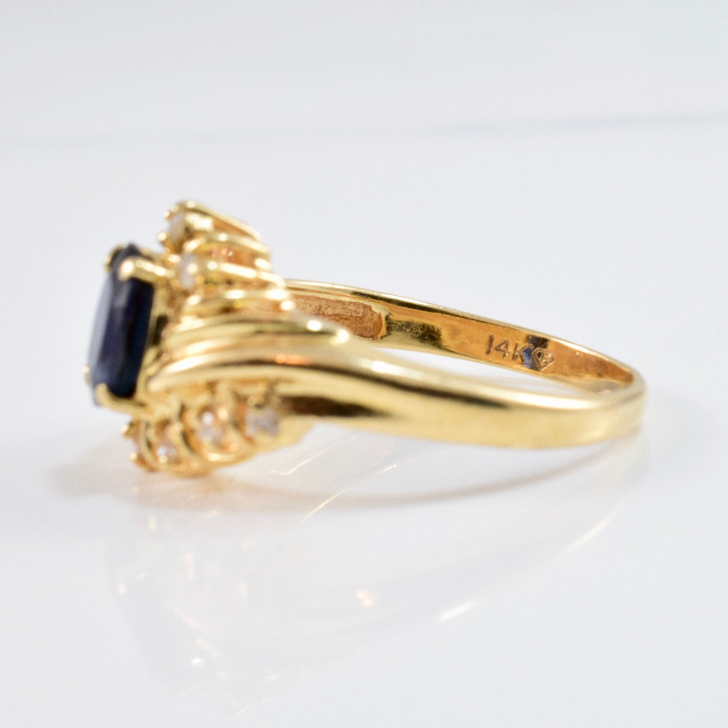 Bypass Diamond Framed Sapphire Ring | 0.10 ctw SZ 6.5 |