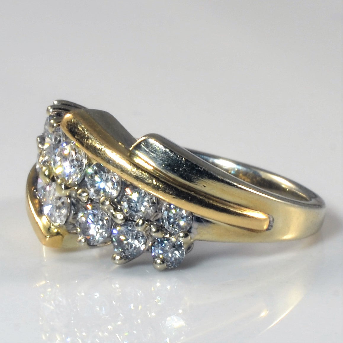 Two Tone Bypass Cluster Diamond Ring | 1.00ctw | SZ 5.25 |