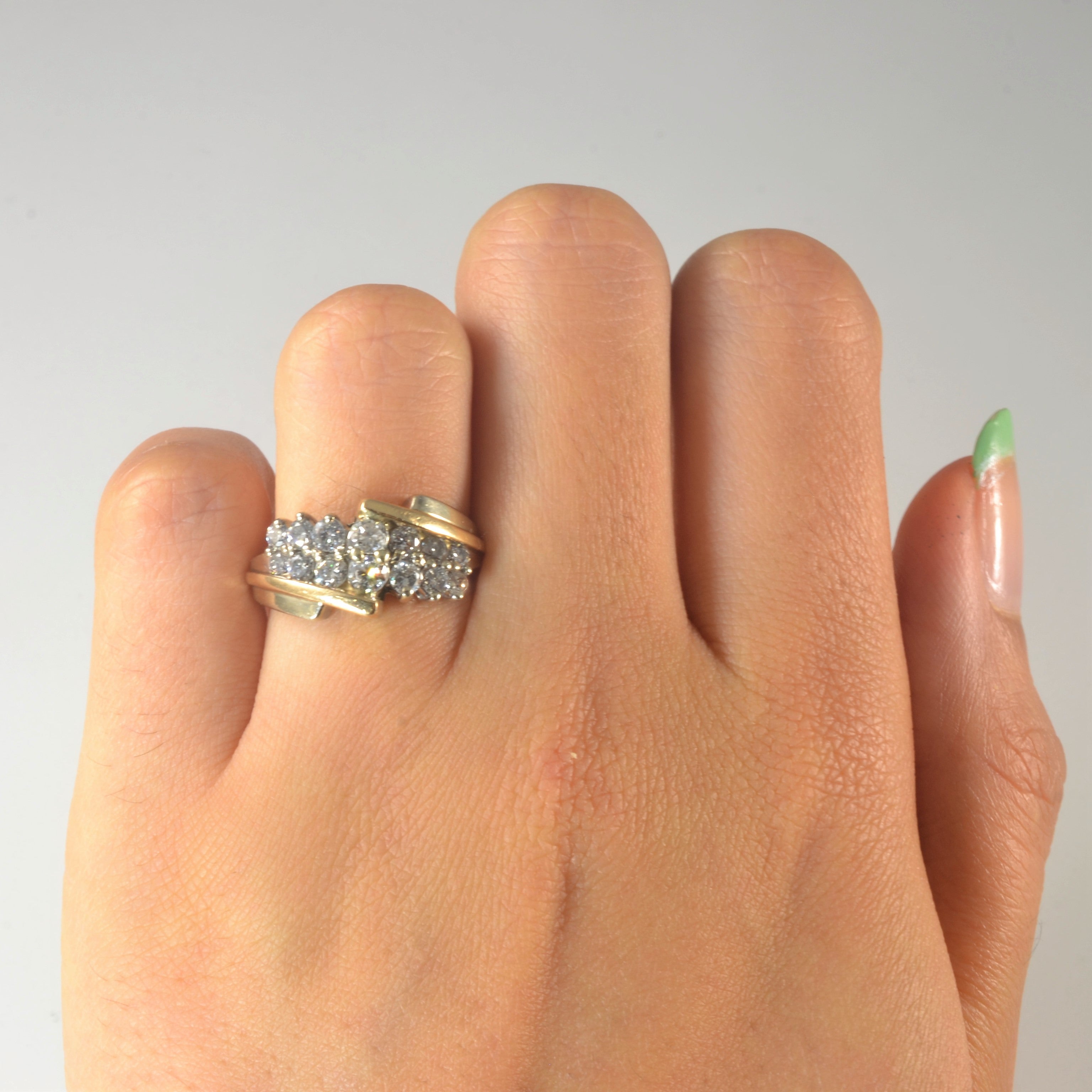 Two Tone Bypass Cluster Diamond Ring | 1.00ctw | SZ 5.25 |
